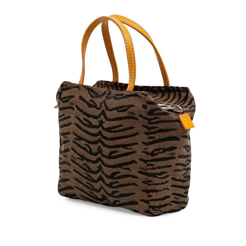 Fendi Zebra Print Canvas Handbag