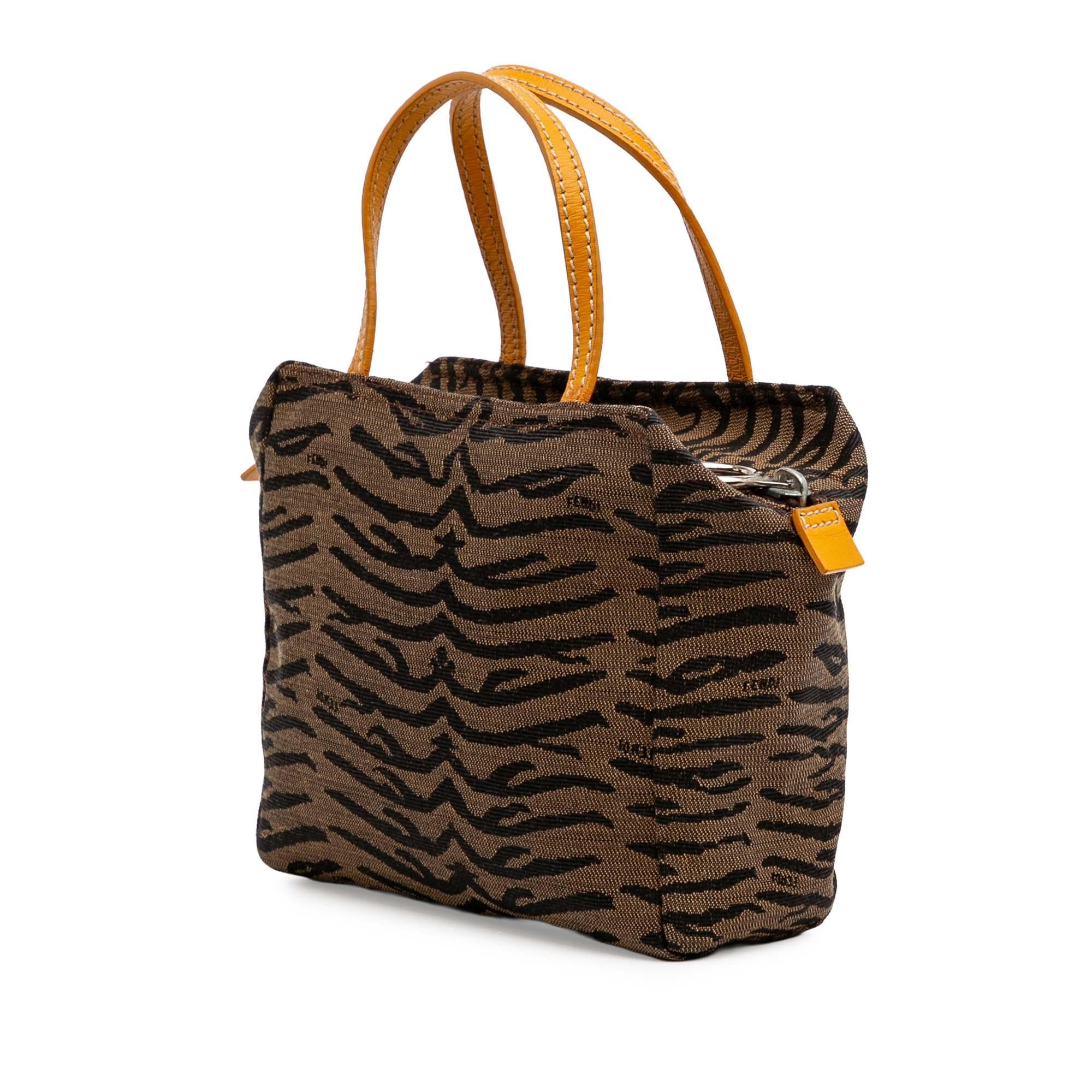 Fendi Zebra Print Canvas Handbag