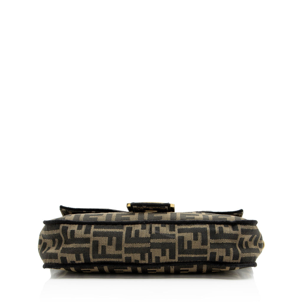 Fendi Zucca Calfskin Baguette Shoulder Bag