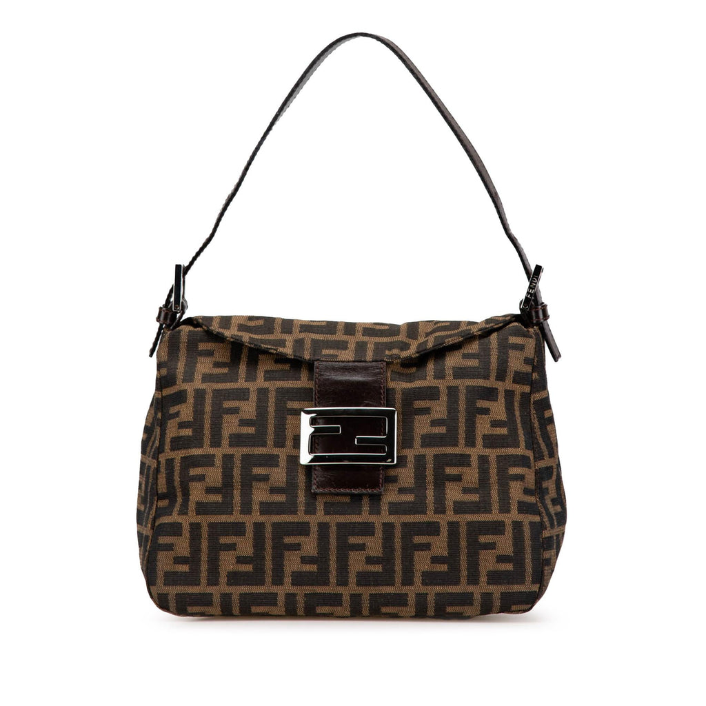Fendi Zucca Canvas Double Flap Shoulder Bag