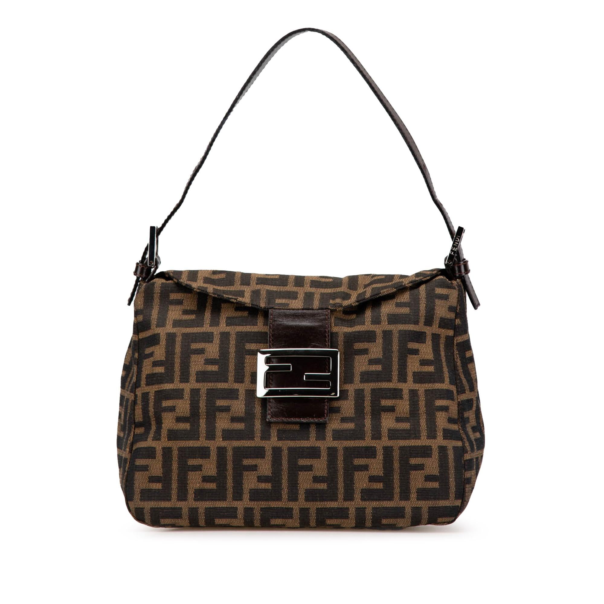 Fendi Zucca Canvas Double Flap Shoulder Bag
