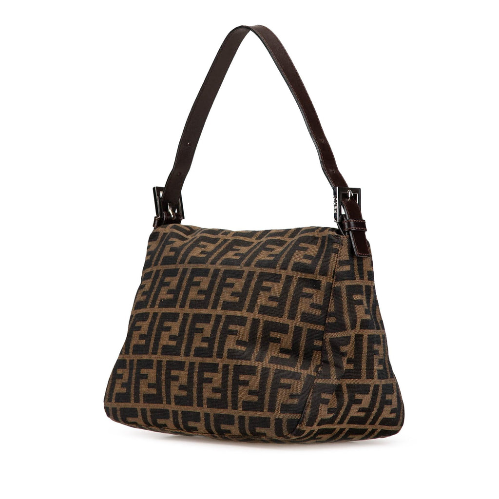 Fendi Zucca Canvas Double Flap Shoulder Bag