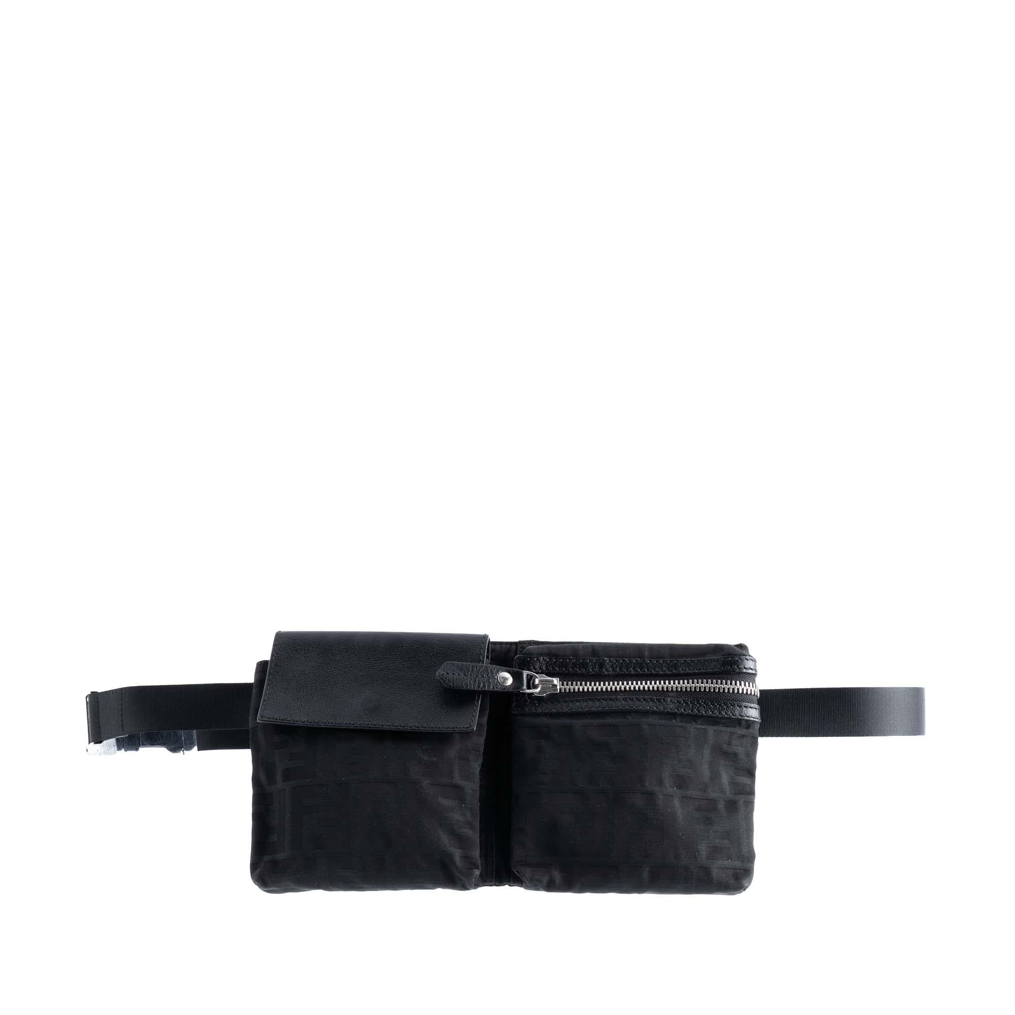 Fendi Zucca Canvas Double Pocket Belt Bag