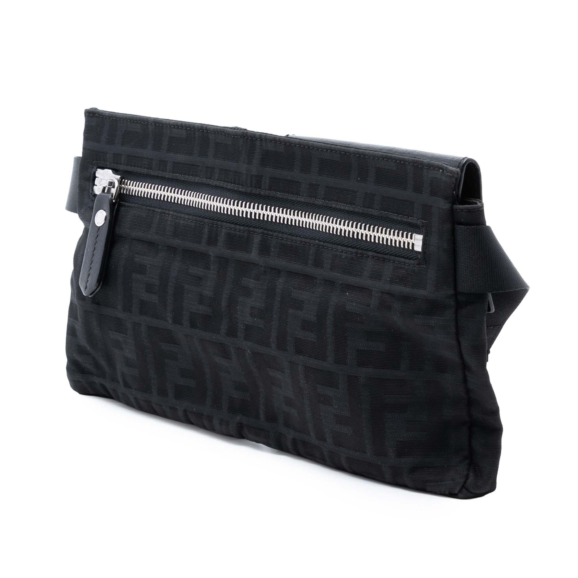 Fendi Zucca Canvas Double Pocket Belt Bag