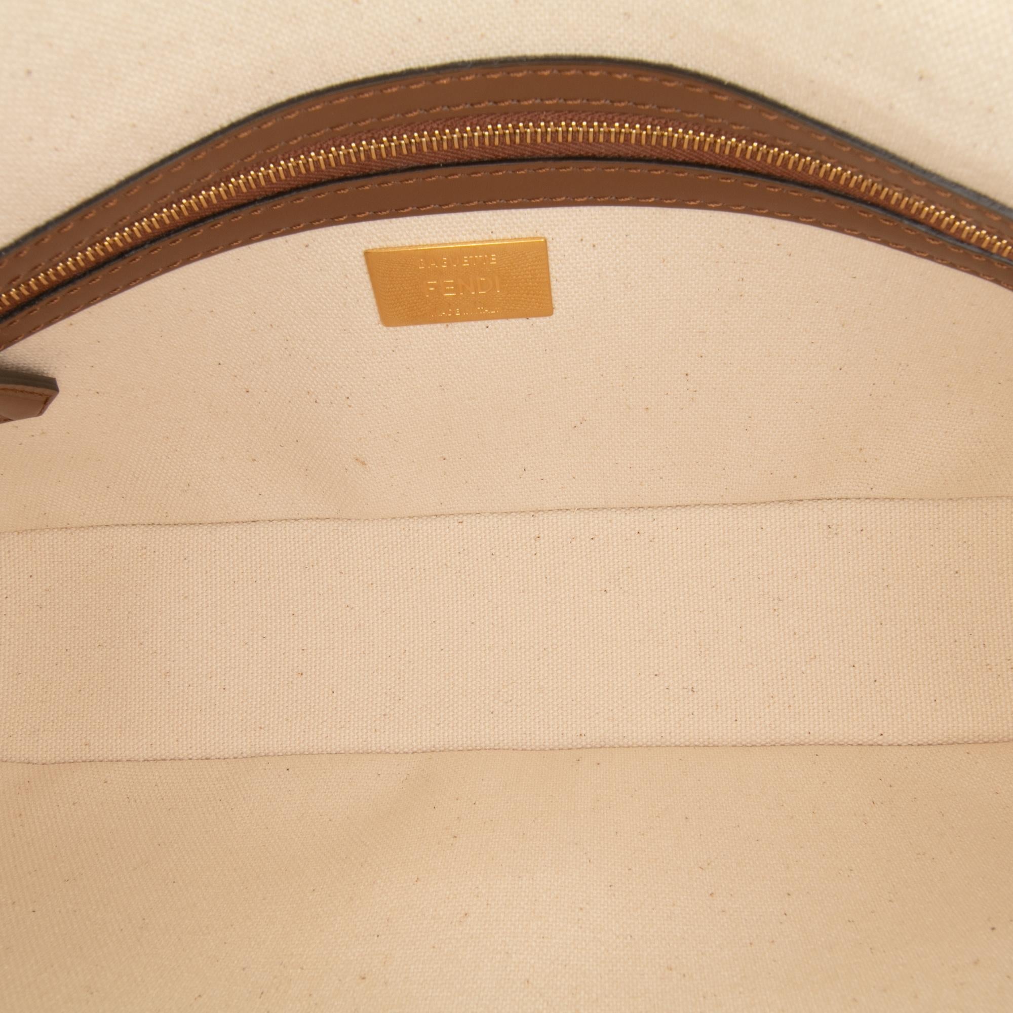 Fendi Zucca Canvas Embroidered Baguette Satchel