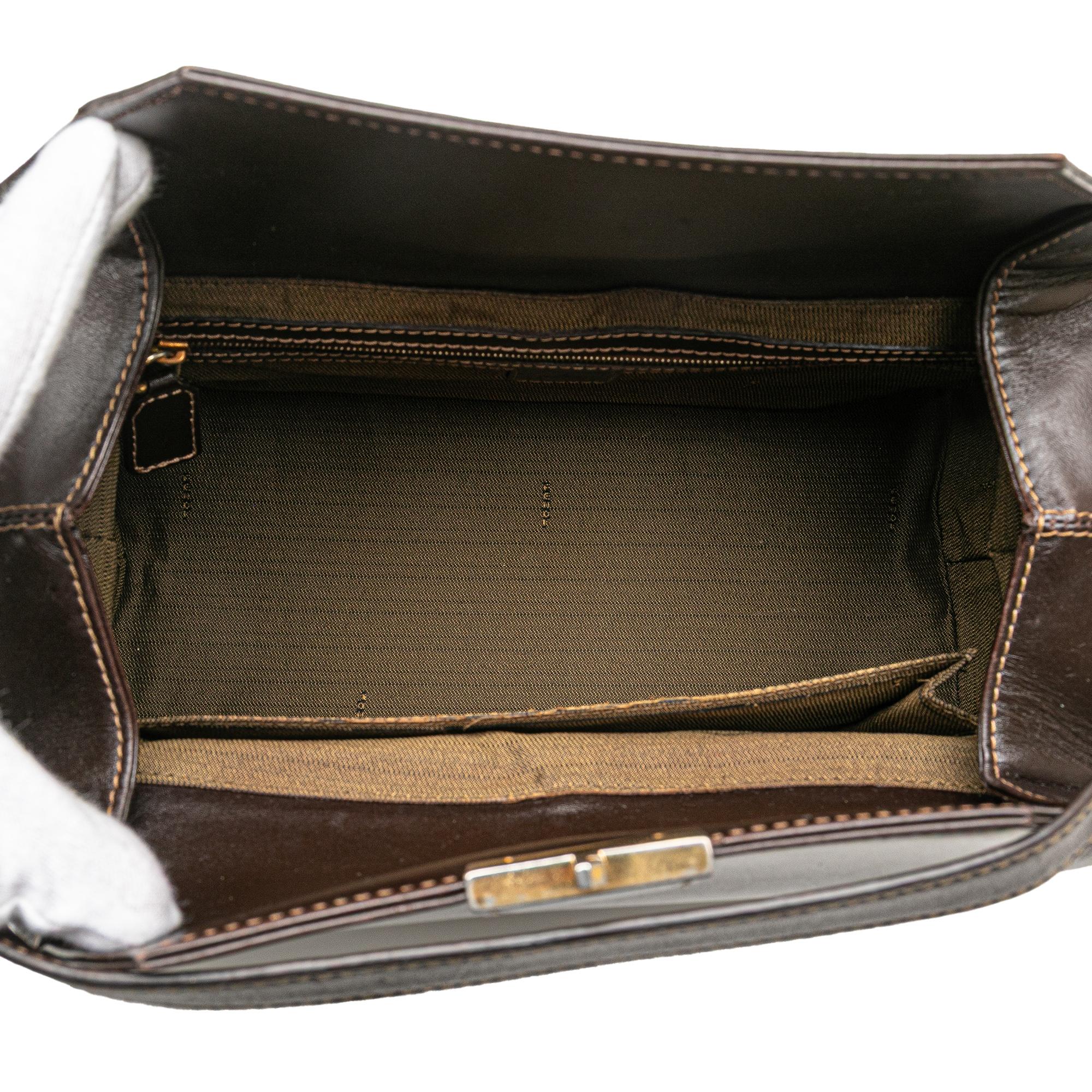 Fendi Zucca Canvas Push Lock Box Handbag