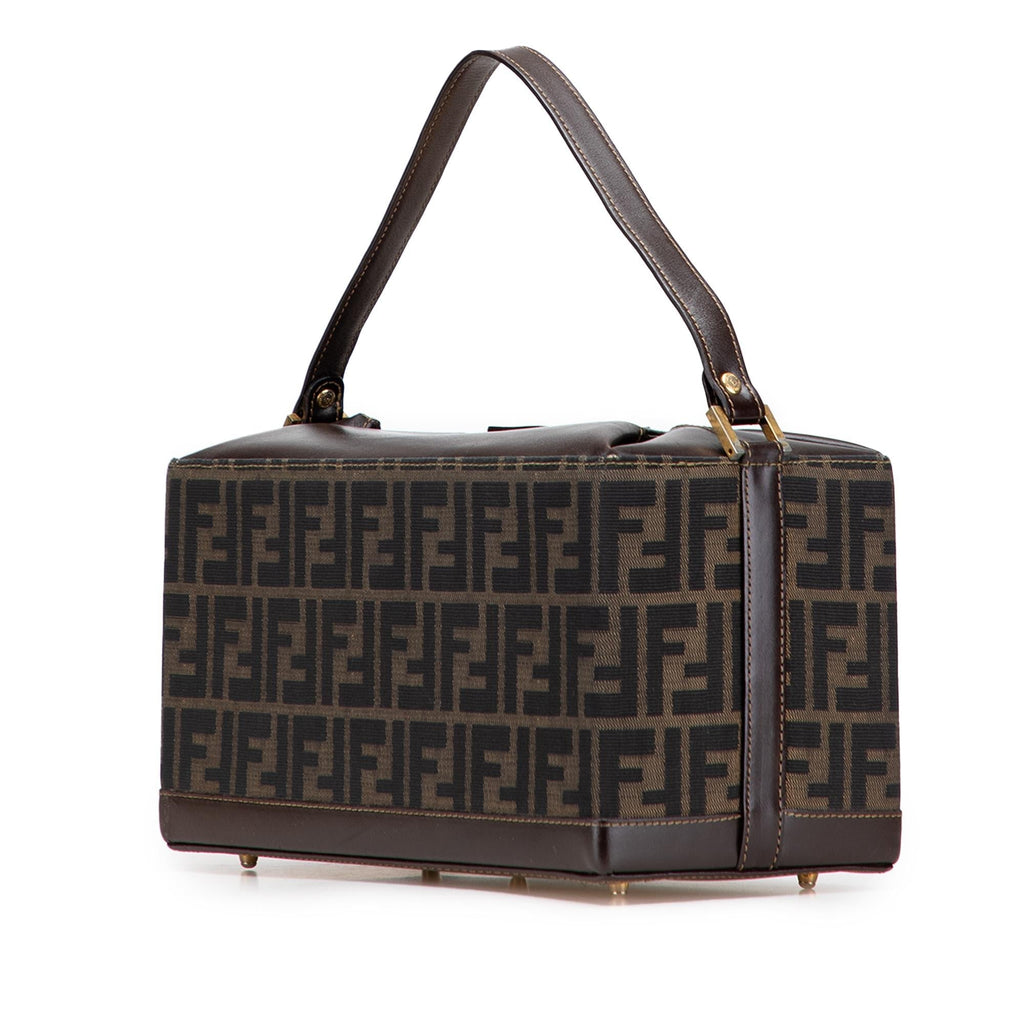 Fendi Zucca Canvas Push Lock Box Handbag