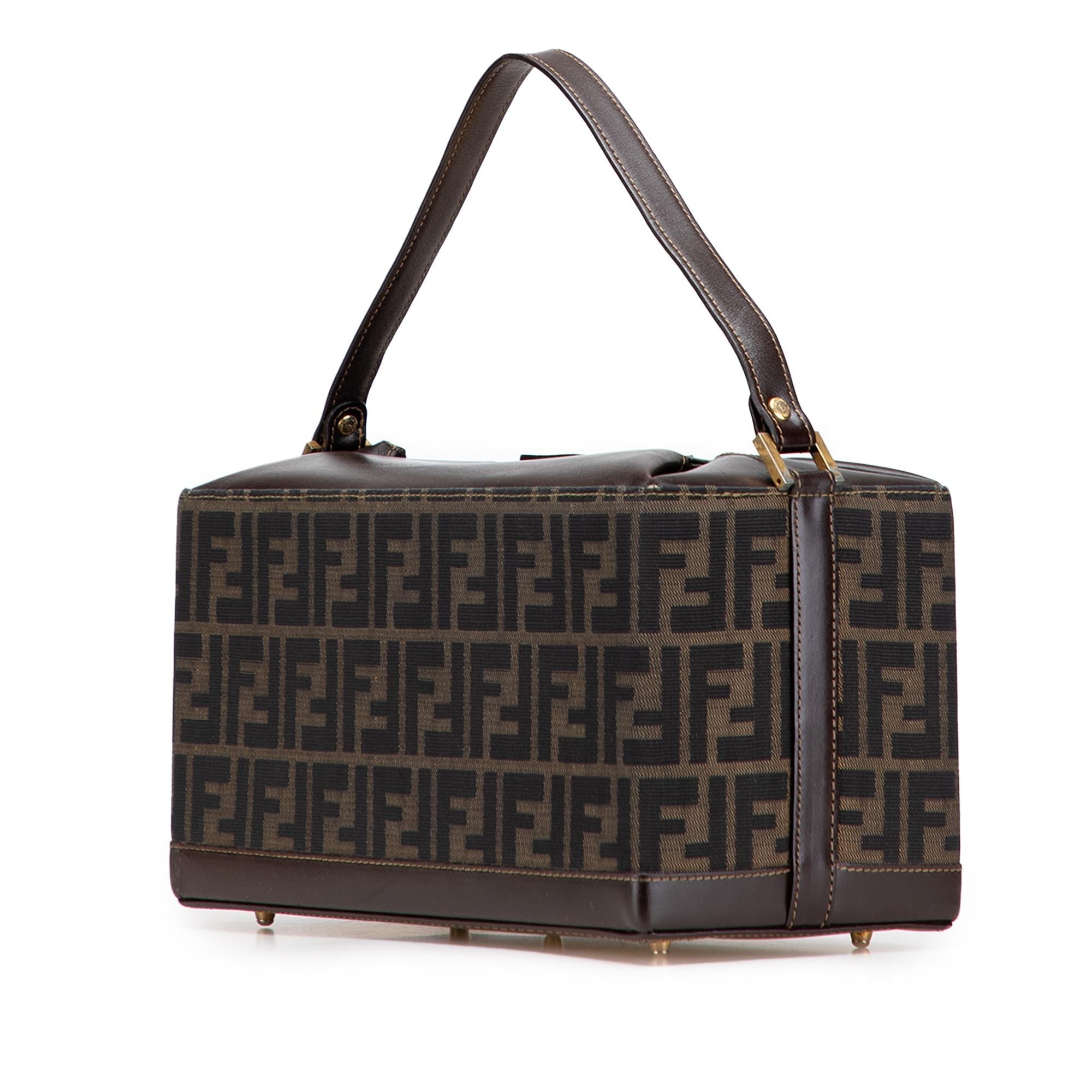 Fendi Zucca Canvas Push Lock Box Handbag