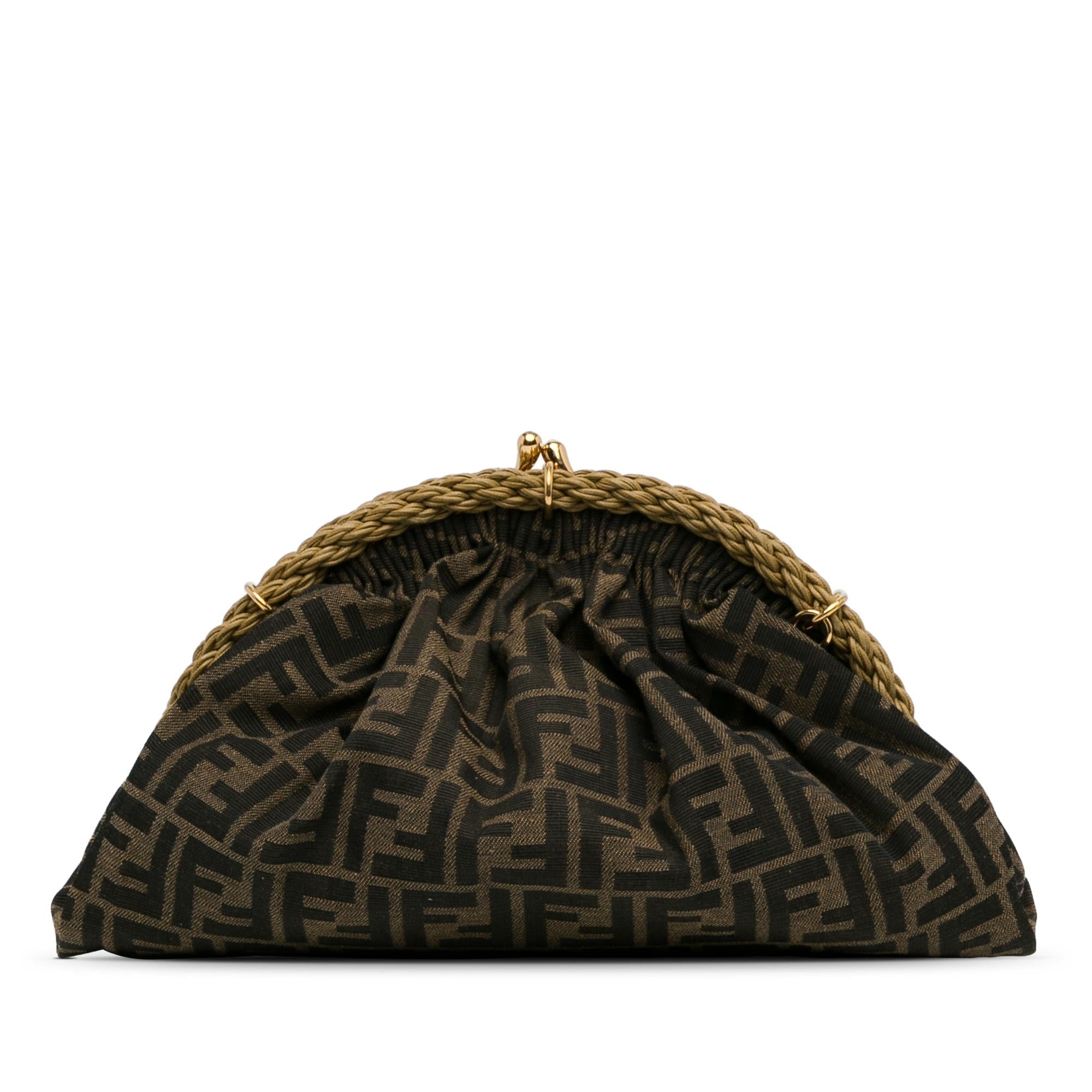 Fendi Zucca Canvas Shell Clutch (SHG-EBnBJ0)