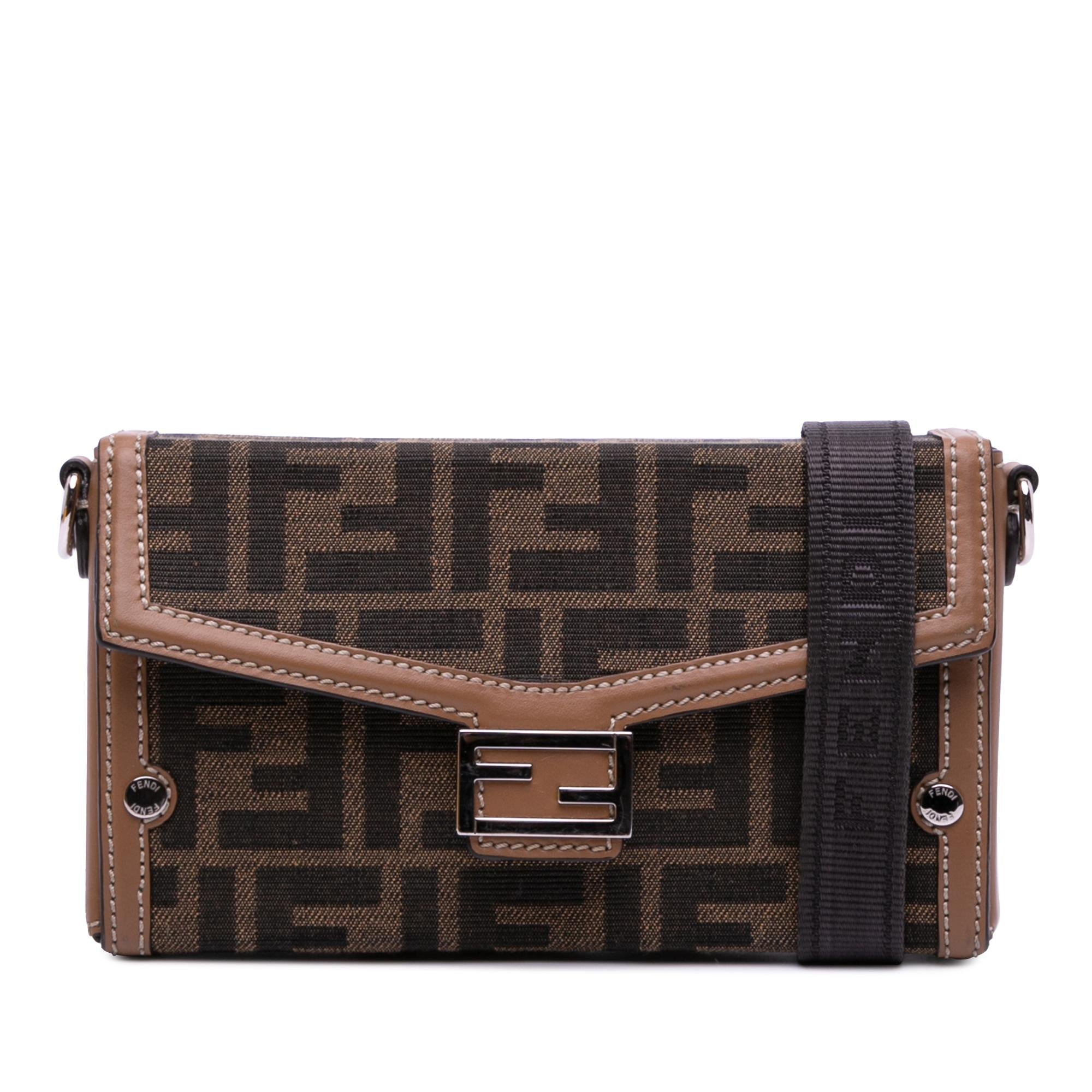 Fendi Zucca Canvas Soft Trunk Baguette Phone Pouch Crossbody