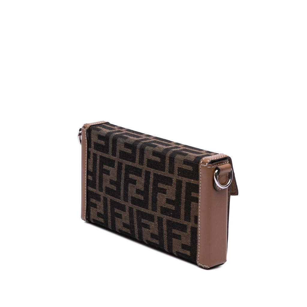 Fendi Zucca Canvas Soft Trunk Baguette Phone Pouch Crossbody