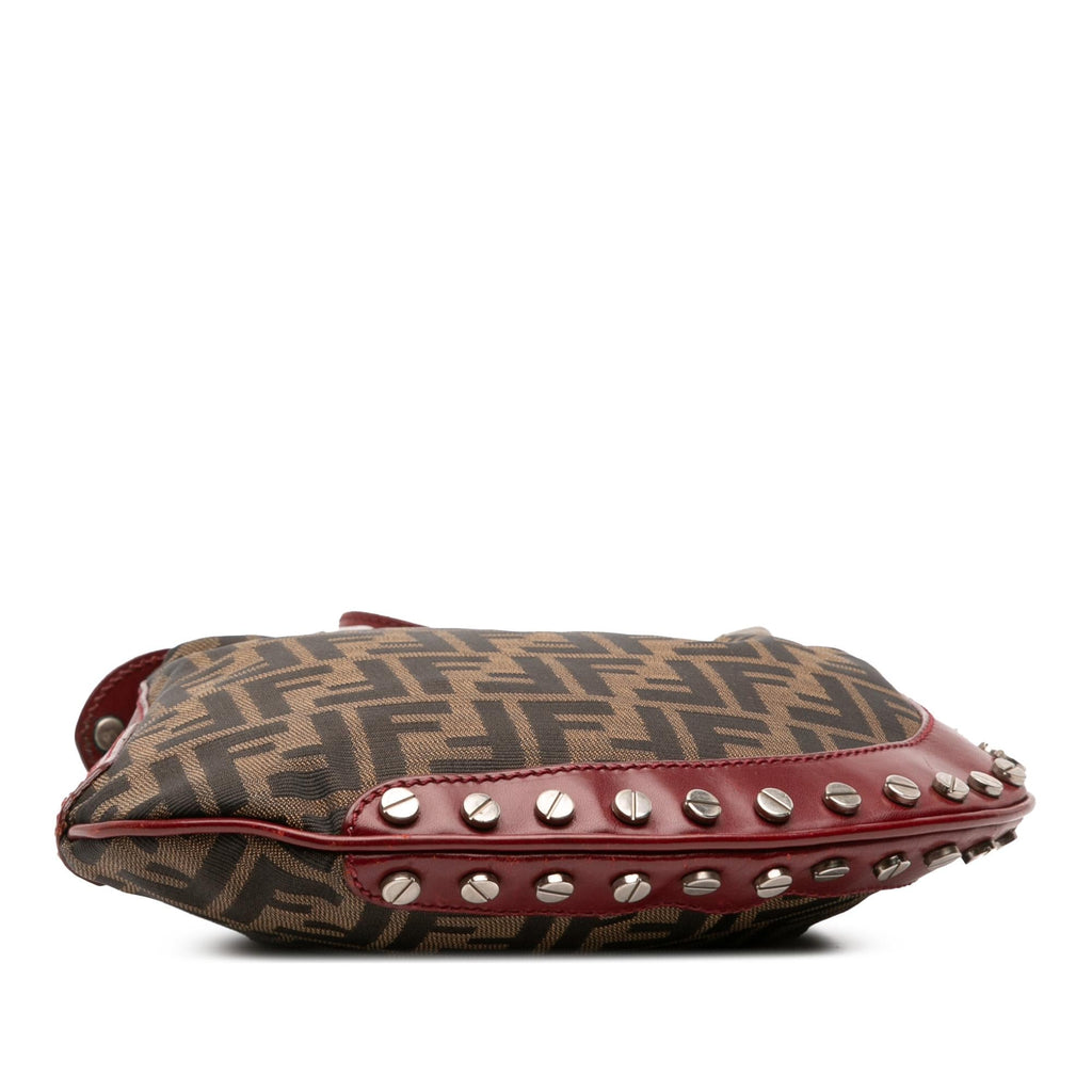 Fendi Zucca Canvas Studded Oyster Hobo