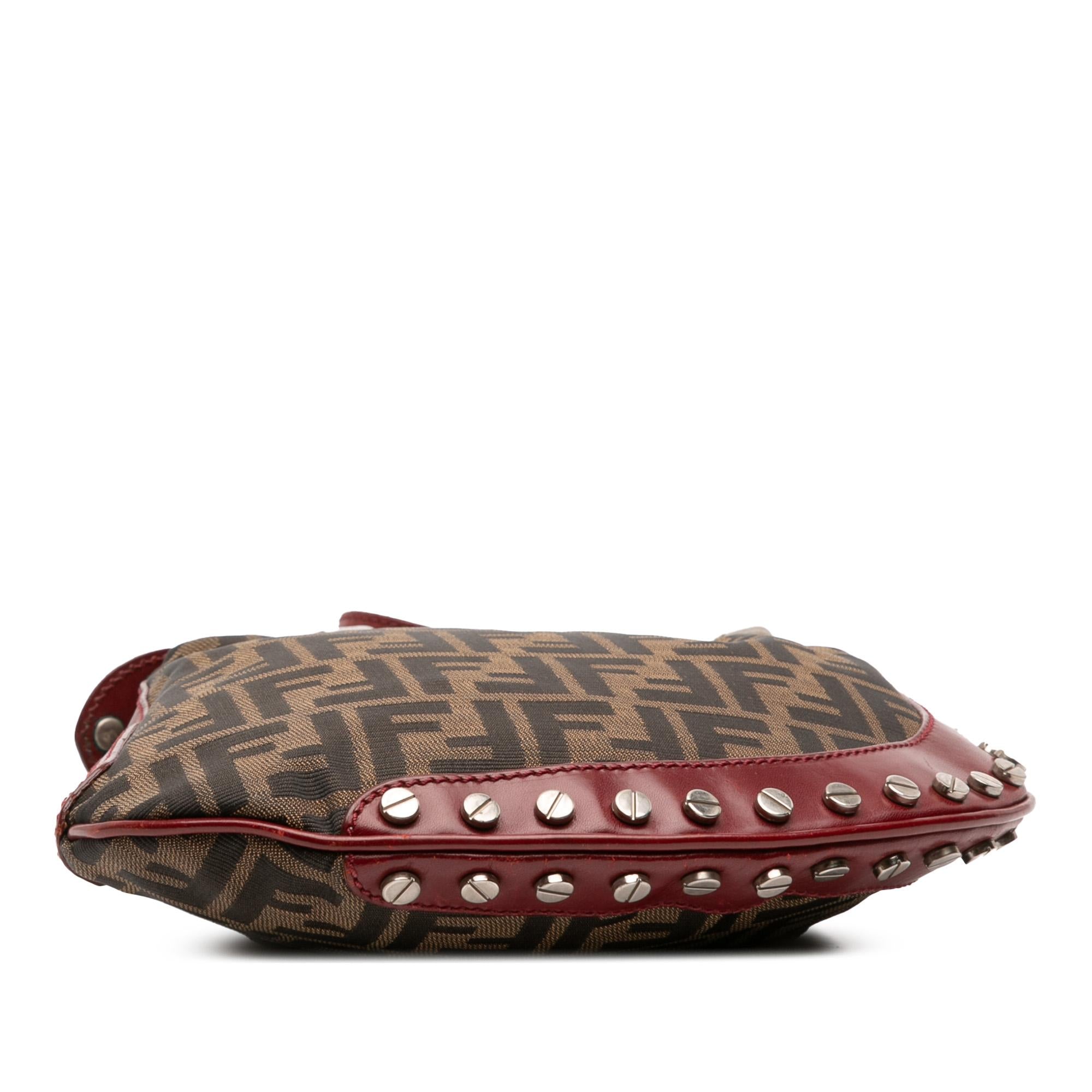 Fendi Zucca Canvas Studded Oyster Hobo