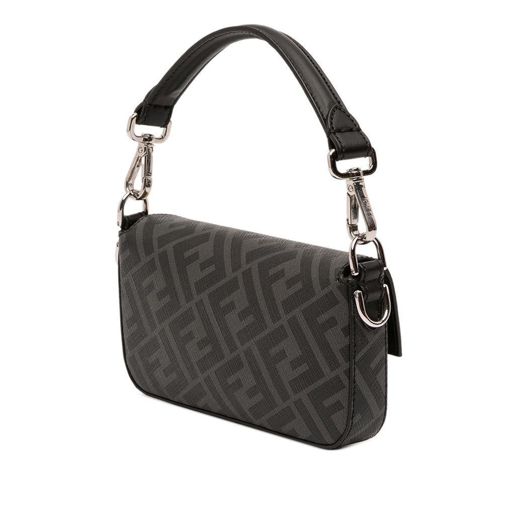 Fendi Zucca Coated Canvas FF 1974 Diagonal Convertible Baguette Satchel