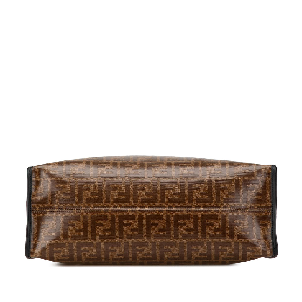 Fendi Zucca Coated Canvas Peekaboo Defender Handbag