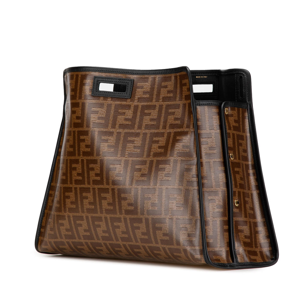 Fendi Zucca Coated Canvas Peekaboo Defender Handbag