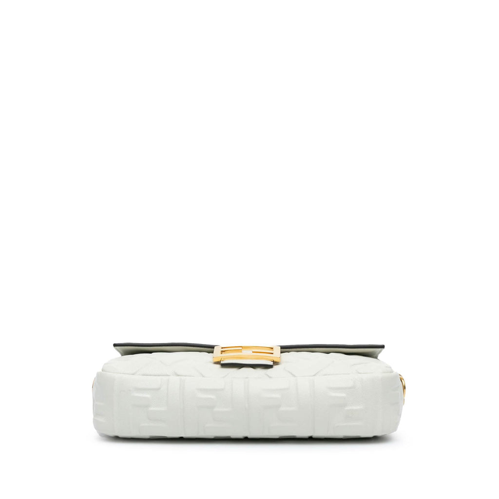 Fendi Zucca Embossed Leather Baguette Satchel