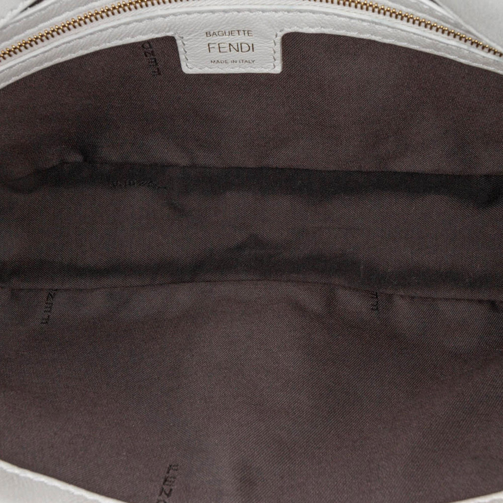 Fendi Zucca Embossed Leather Baguette Satchel
