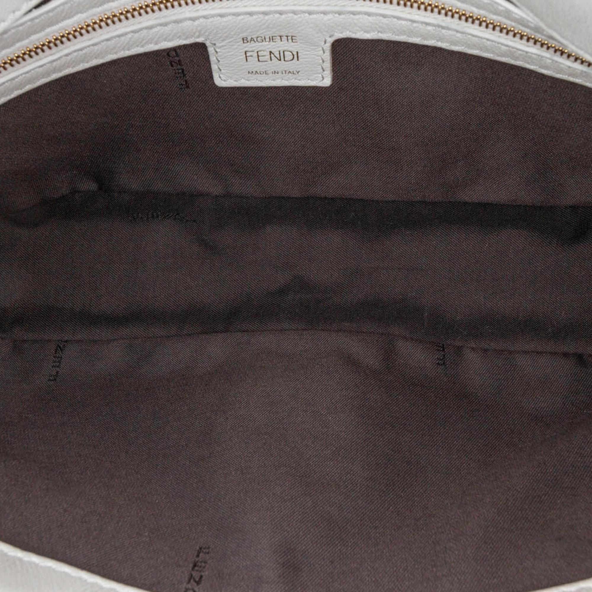 Fendi Zucca Embossed Leather Baguette Satchel