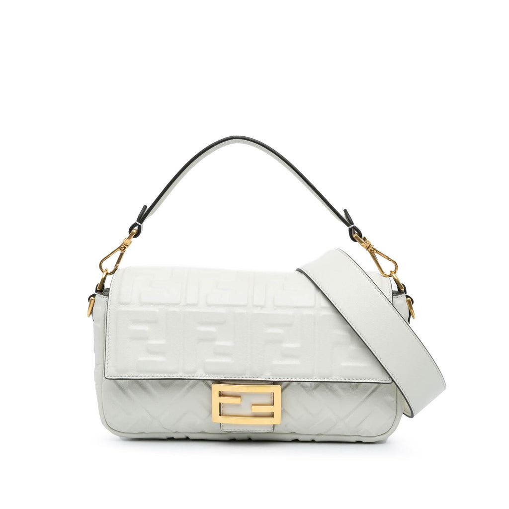 Fendi Zucca Embossed Leather Baguette Satchel