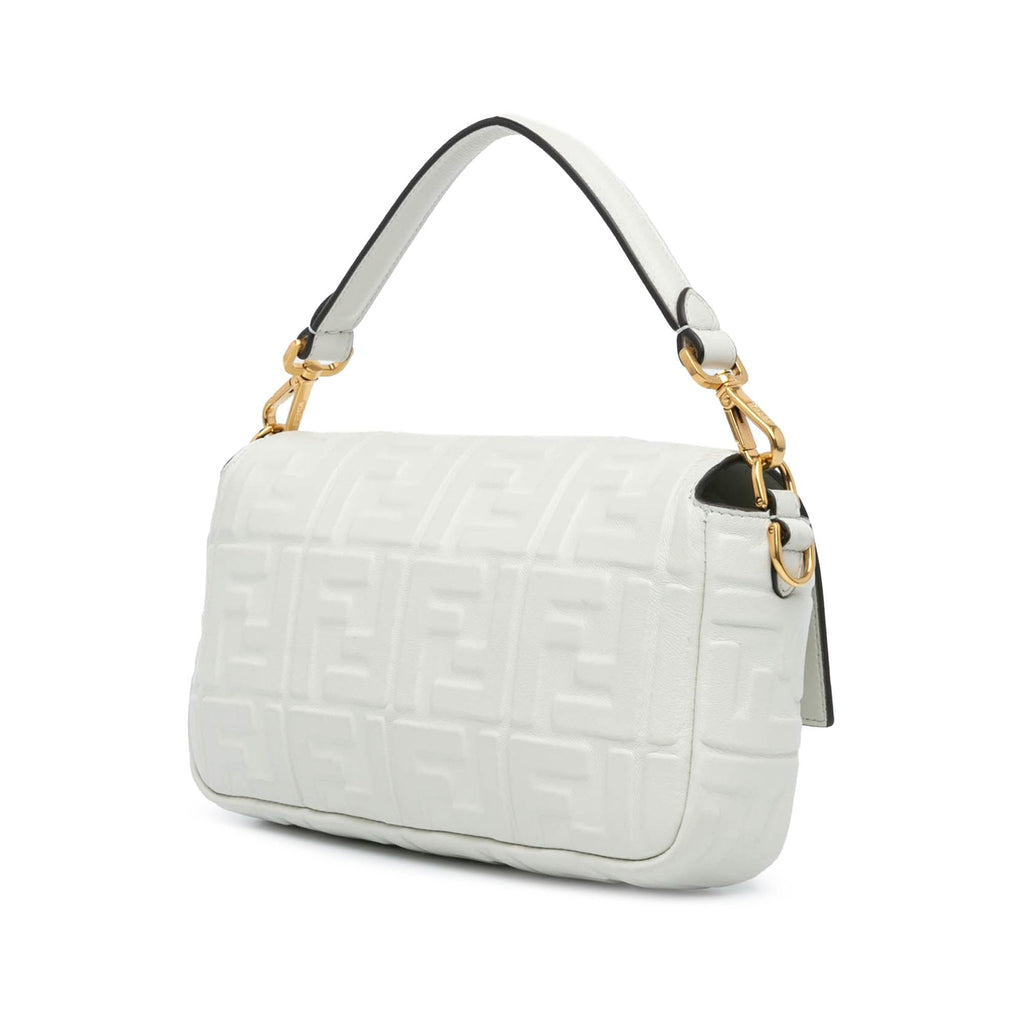Fendi Zucca Embossed Leather Baguette Satchel