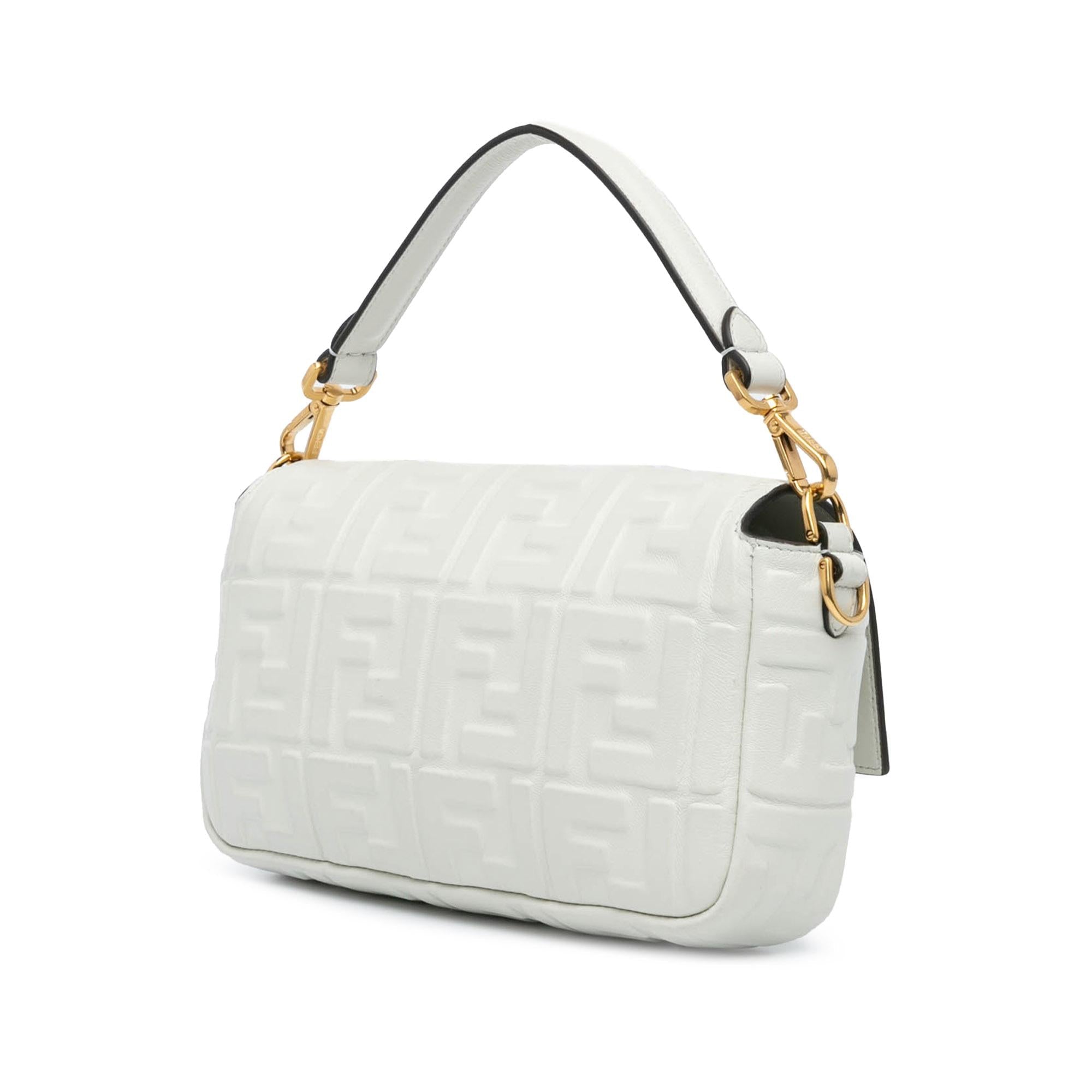 Fendi Zucca Embossed Leather Baguette Satchel