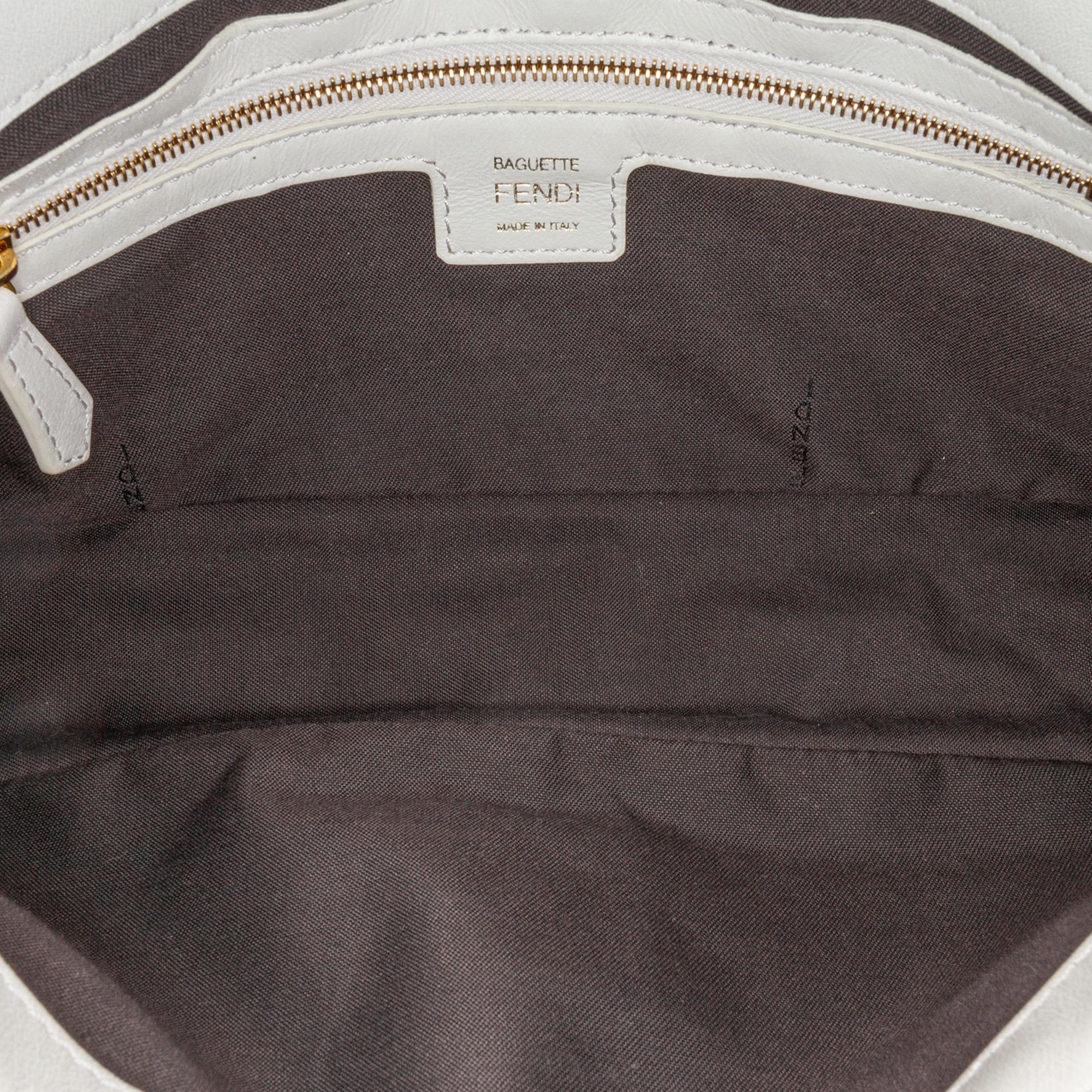 Fendi Zucca Embossed Leather Baguette Satchel