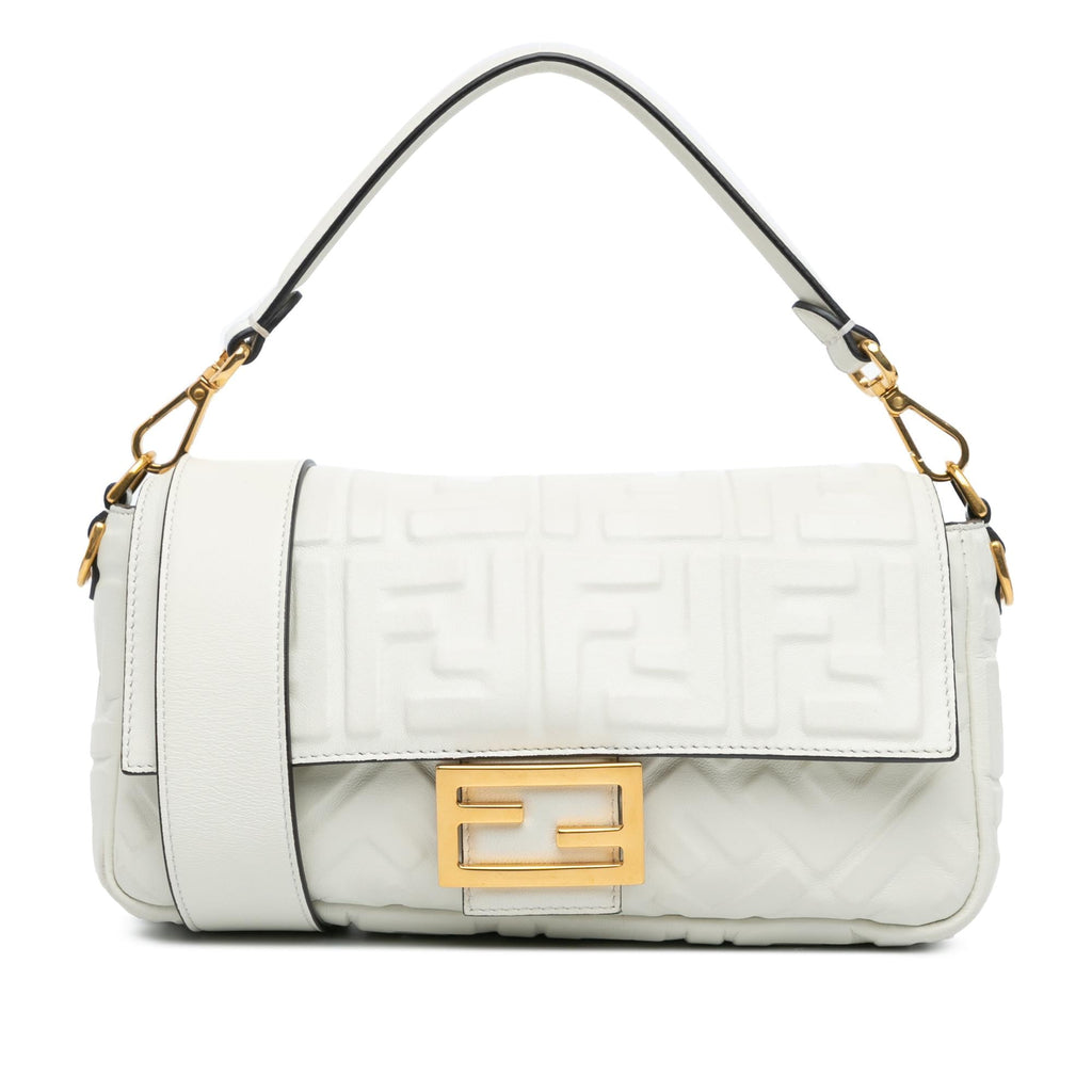 Fendi Zucca Embossed Leather Baguette Satchel