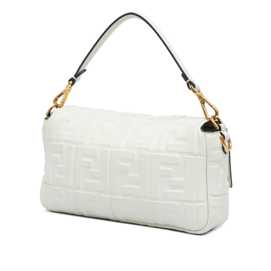 Fendi Zucca Embossed Leather Baguette Satchel