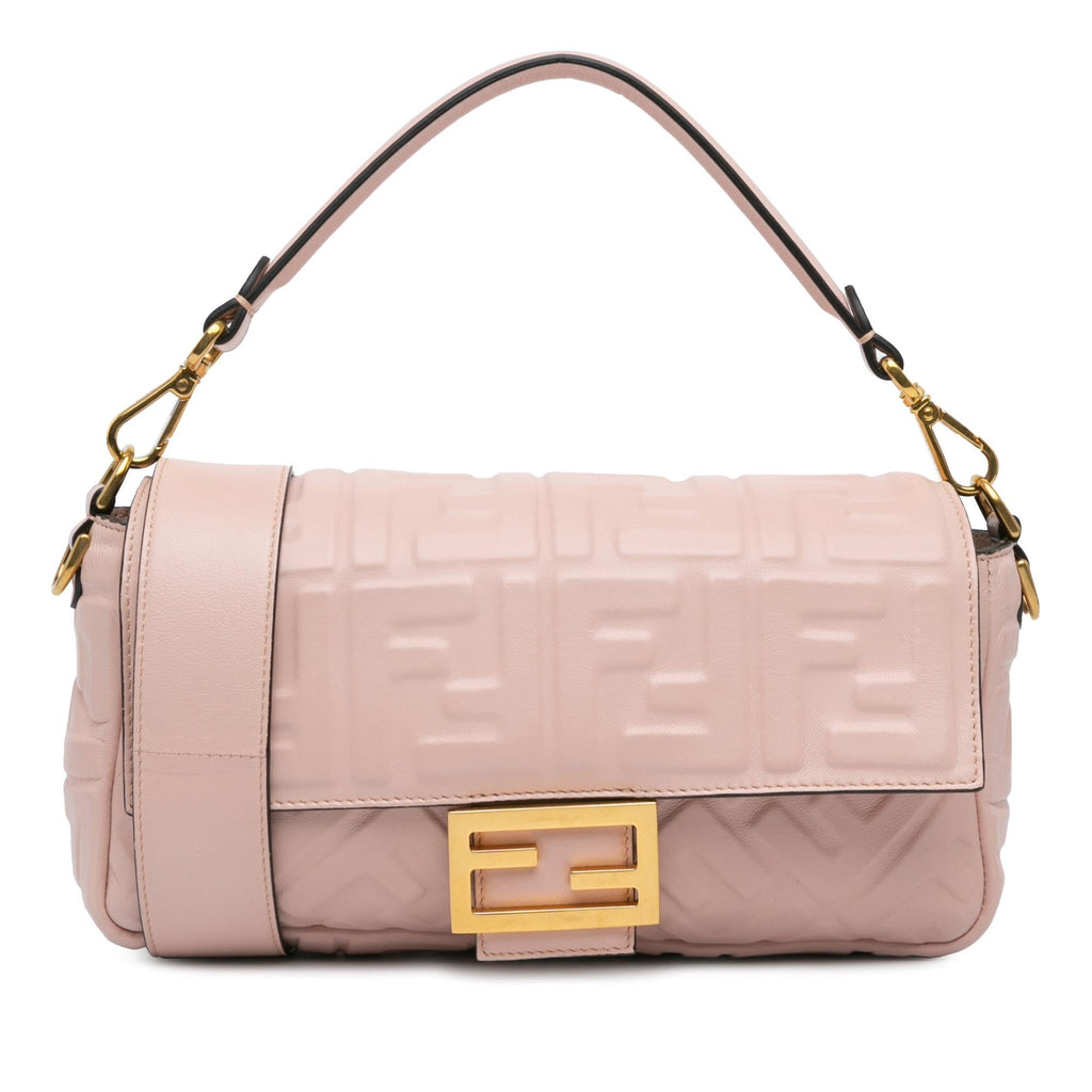 Fendi Zucca Embossed Leather Baguette Satchel
