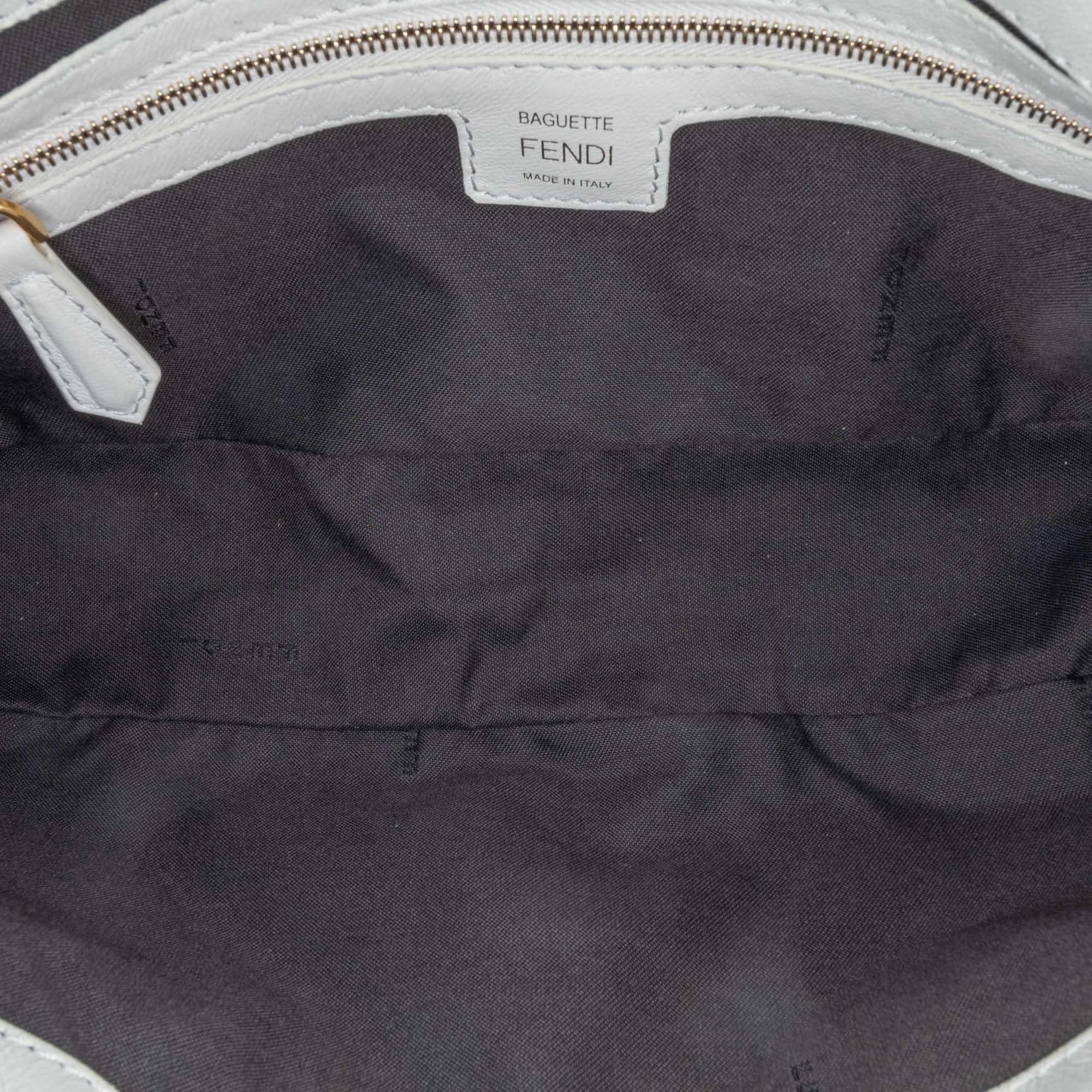 Fendi Zucca Embossed Leather Baguette Satchel