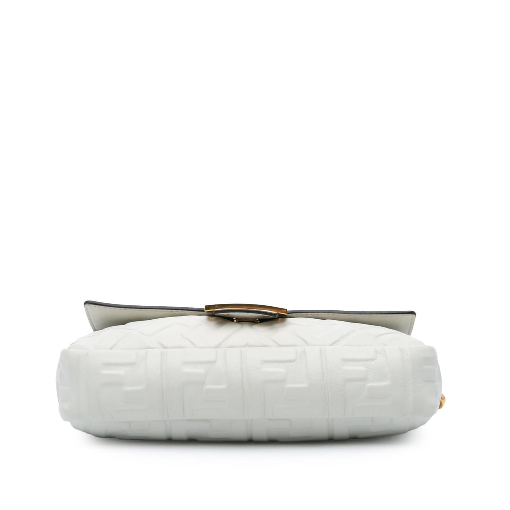 Fendi Zucca Embossed Leather Baguette Satchel