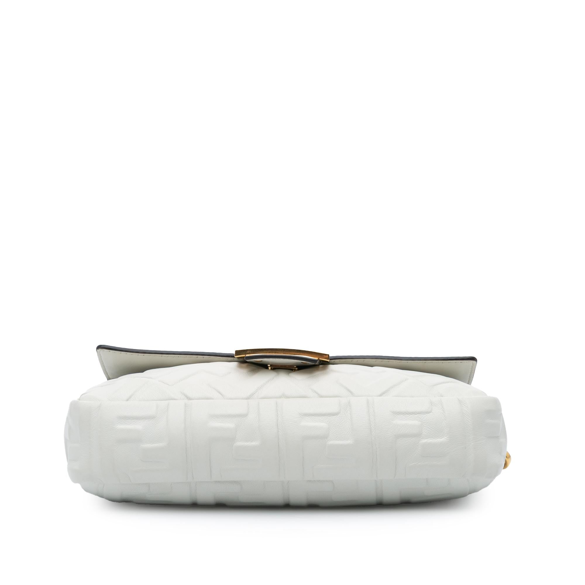 Fendi Zucca Embossed Leather Baguette Satchel