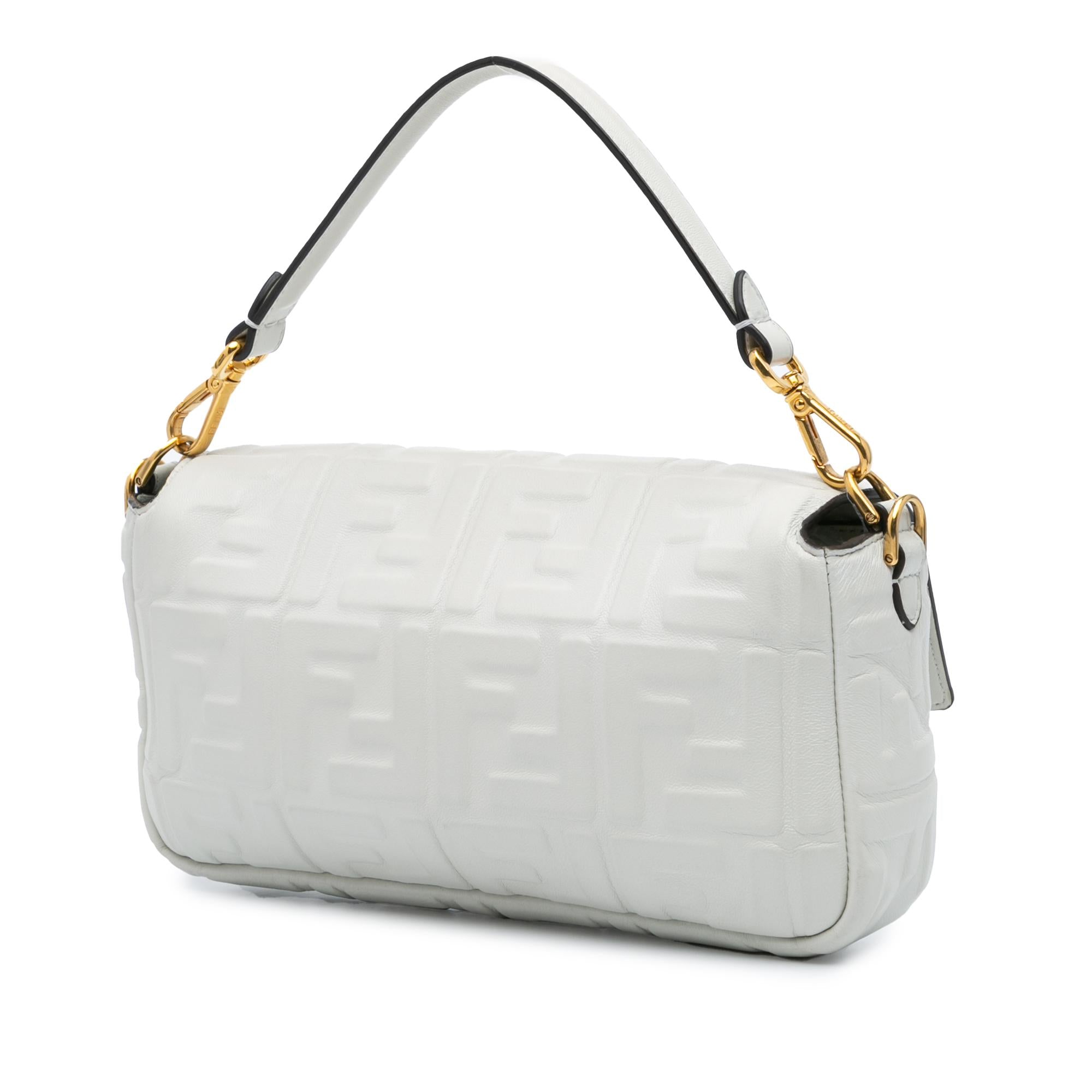 Fendi Zucca Embossed Leather Baguette Satchel