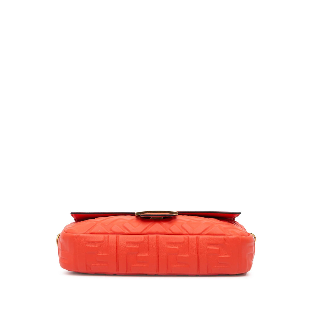 Fendi Zucca Embossed Leather Baguette Satchel
