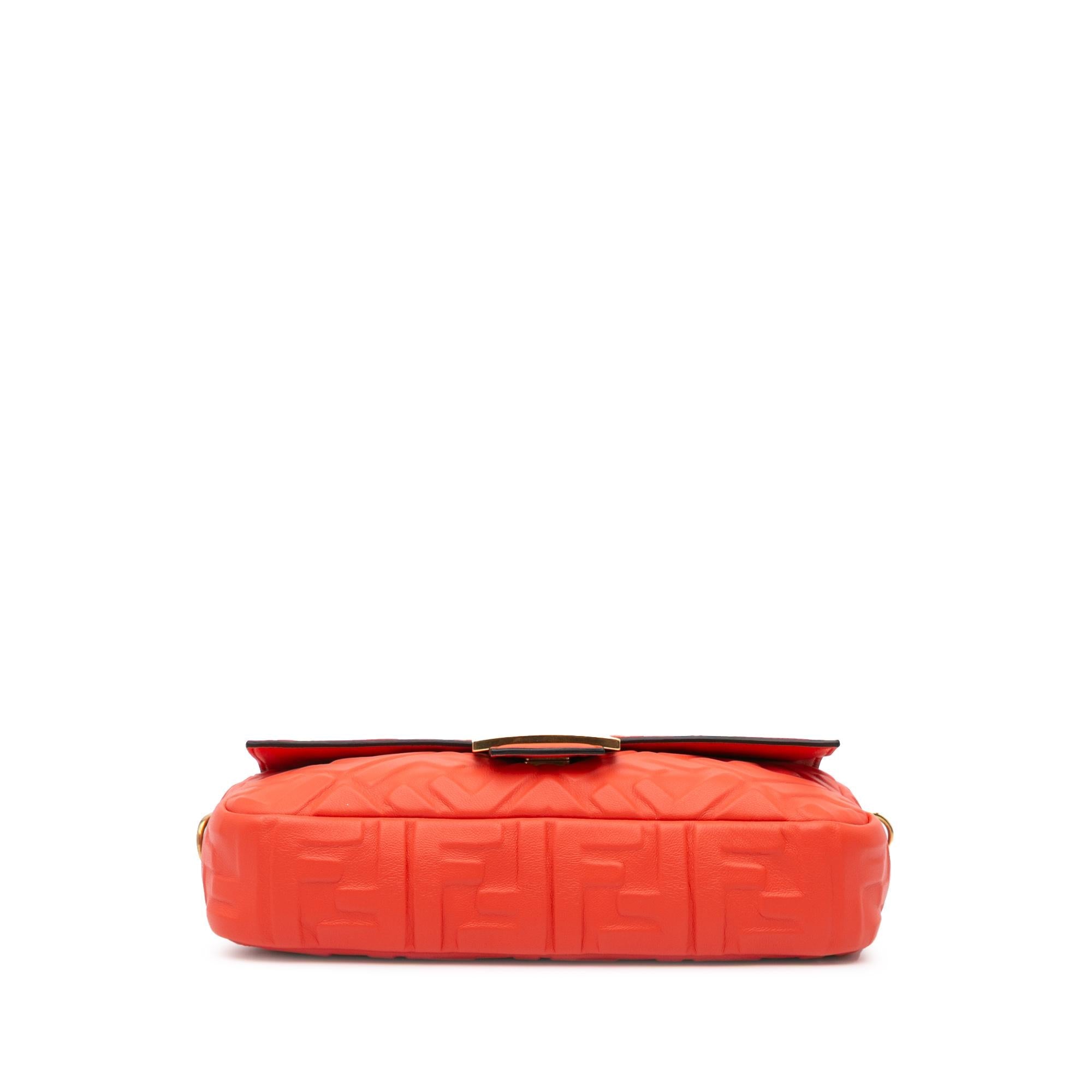 Fendi Zucca Embossed Leather Baguette Satchel