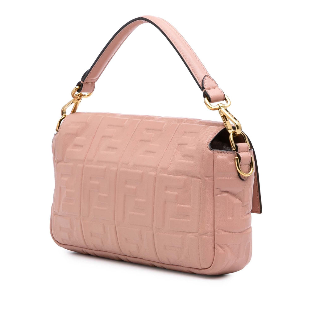 Fendi Zucca Embossed Leather Baguette Satchel