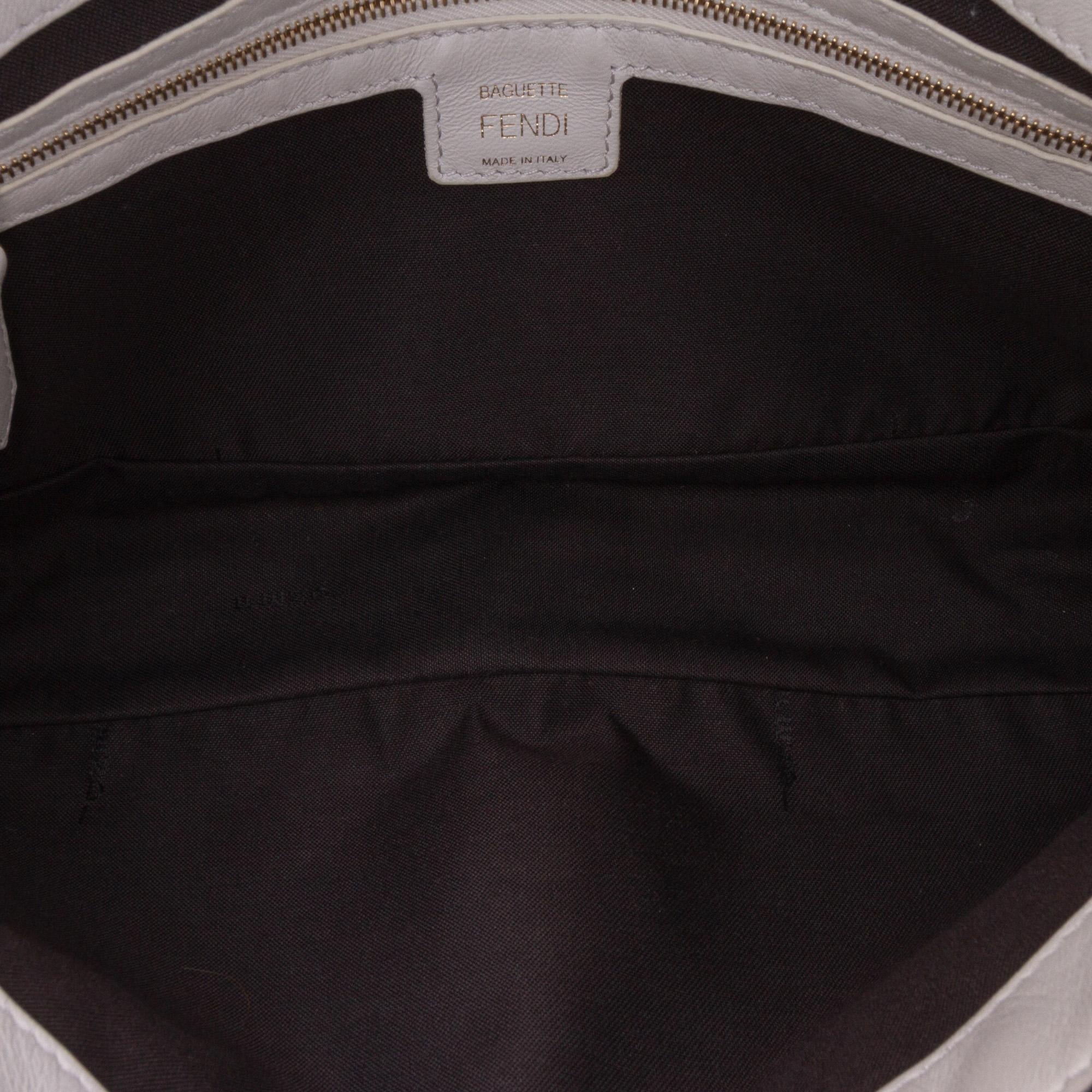 Fendi Zucca Embossed Leather Baguette Satchel