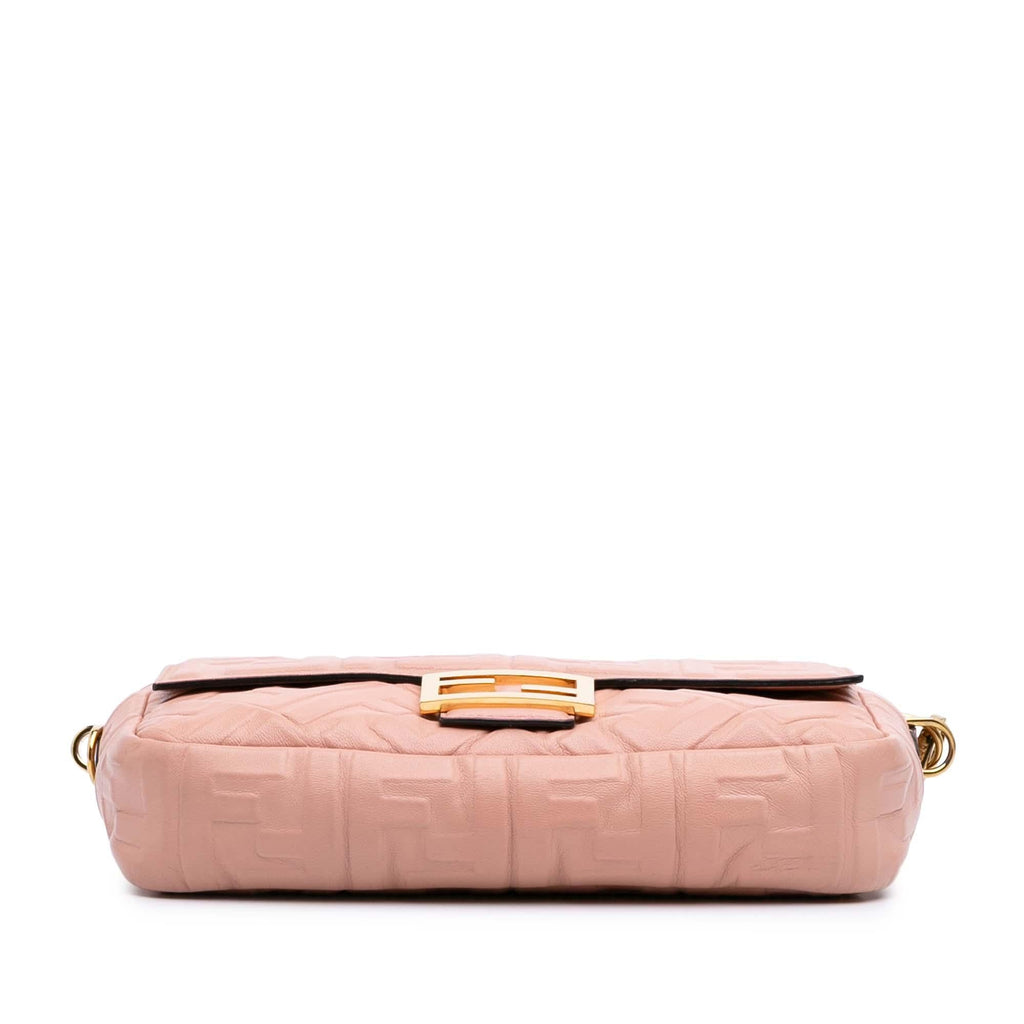 Fendi Zucca Embossed Leather Baguette Satchel