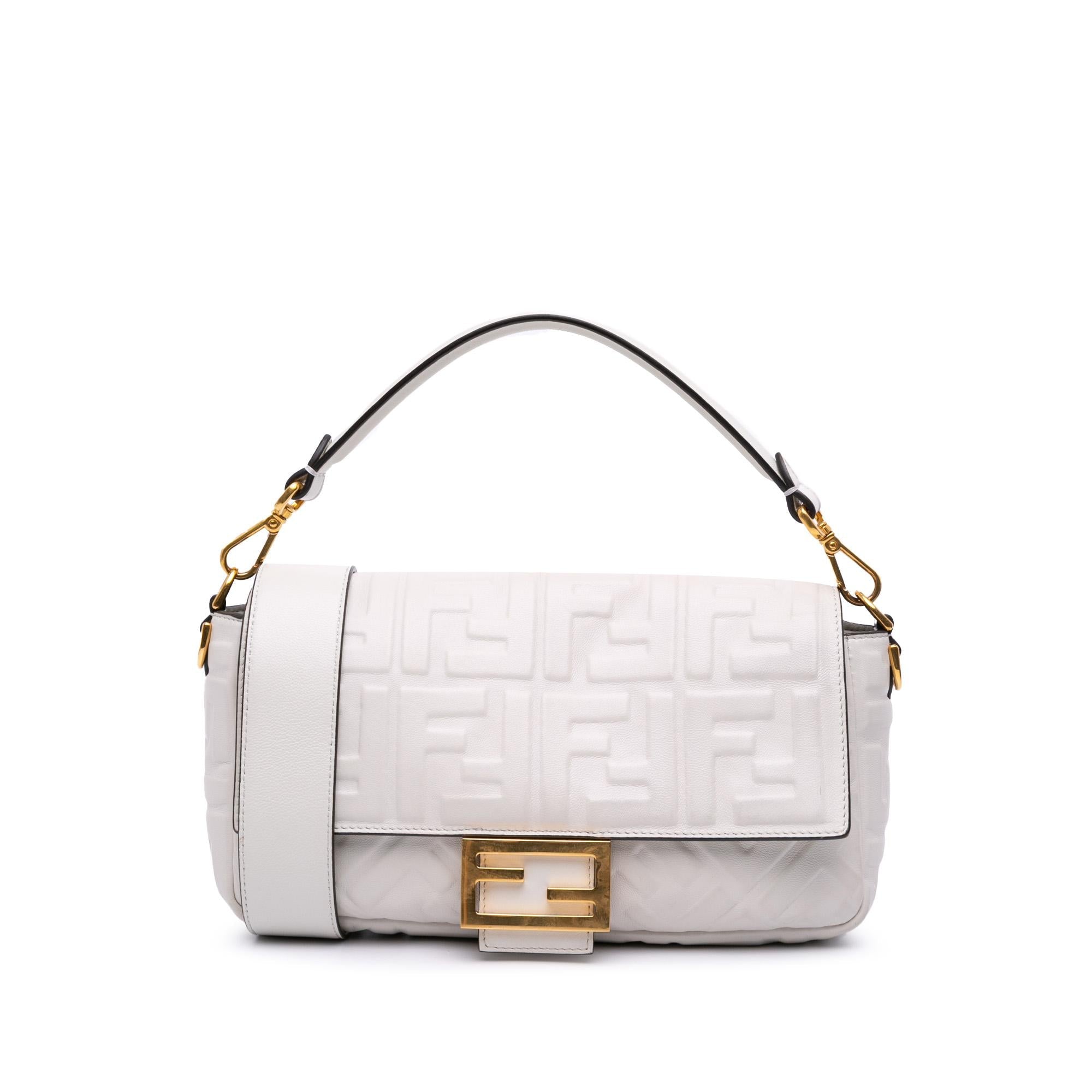 Fendi Zucca Embossed Leather Baguette Satchel