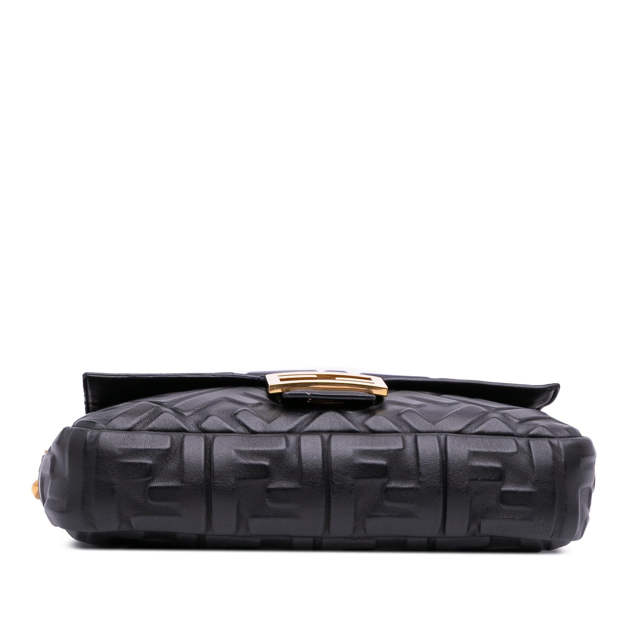 Fendi Zucca Embossed Leather Baguette Satchel