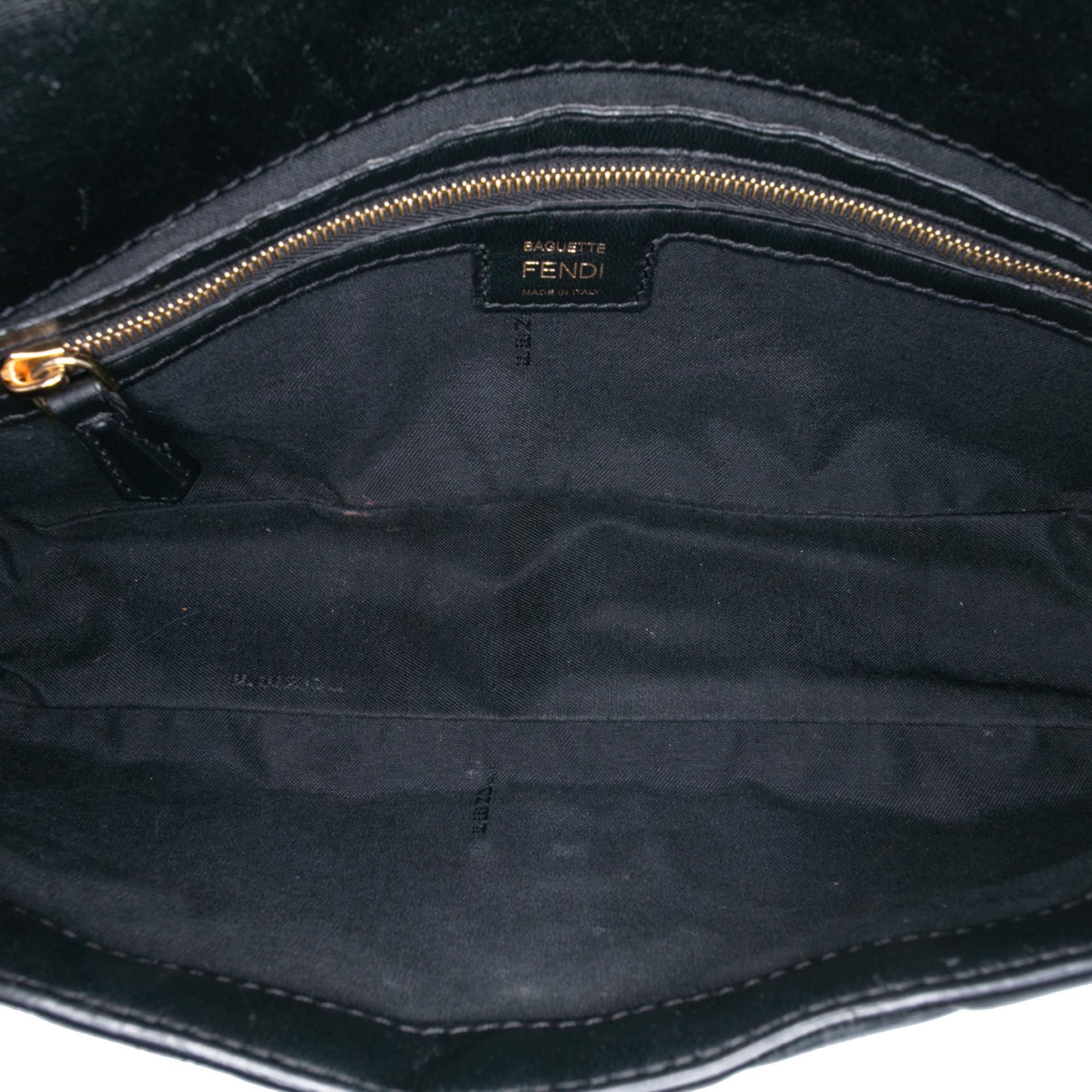 Fendi Zucca Embossed Leather Baguette Satchel