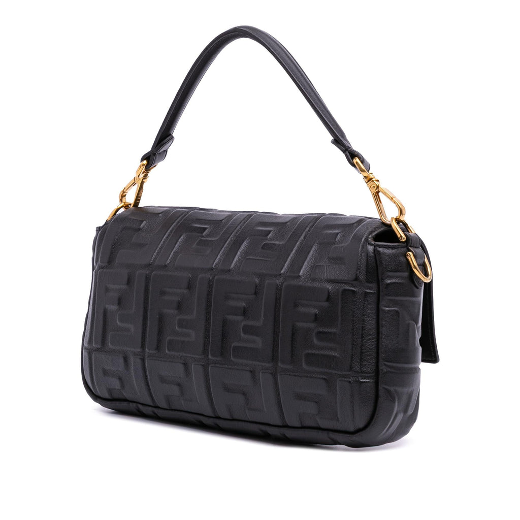 Fendi Zucca Embossed Leather Baguette Satchel