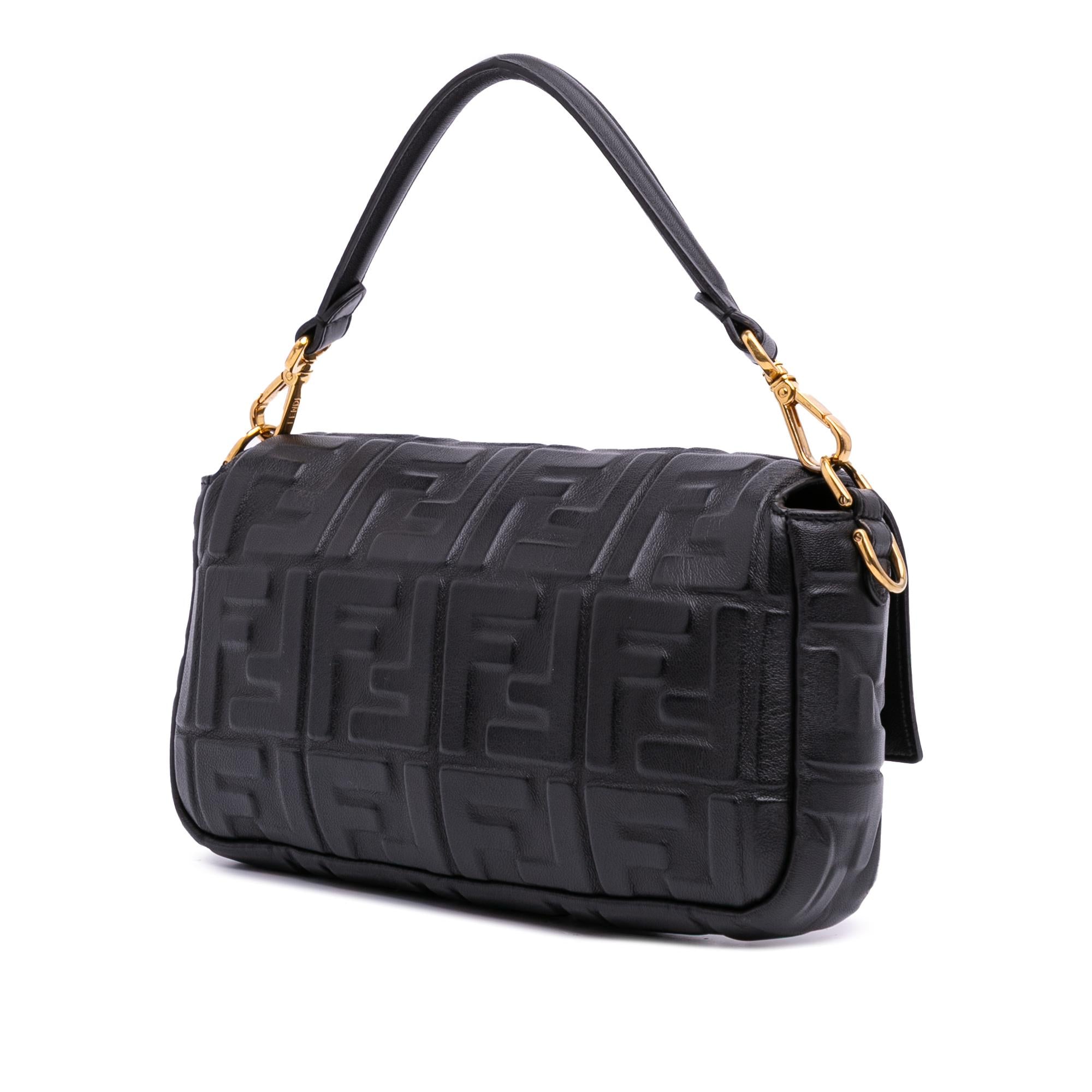 Fendi Zucca Embossed Leather Baguette Satchel