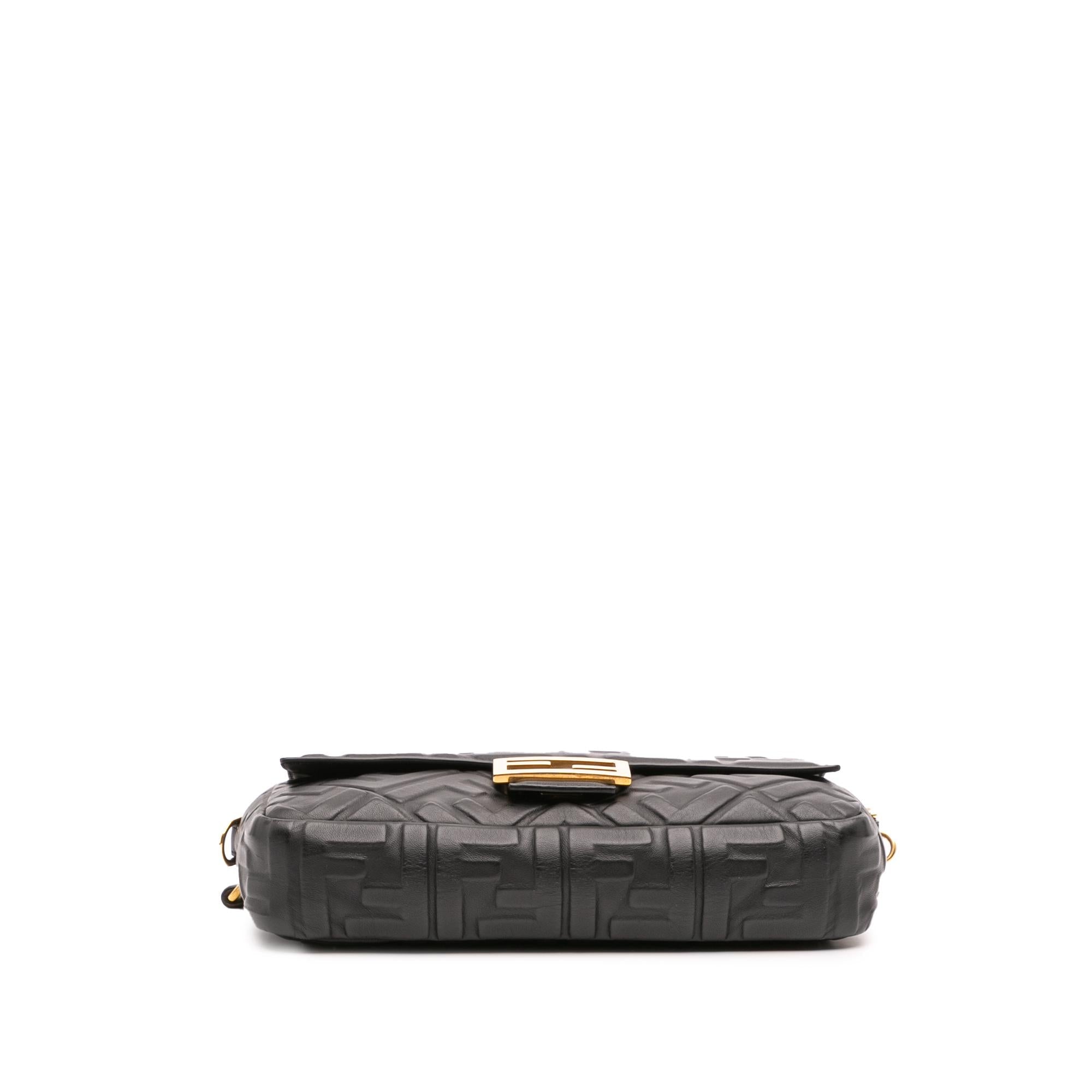 Fendi Zucca Embossed Leather Baguette Satchel
