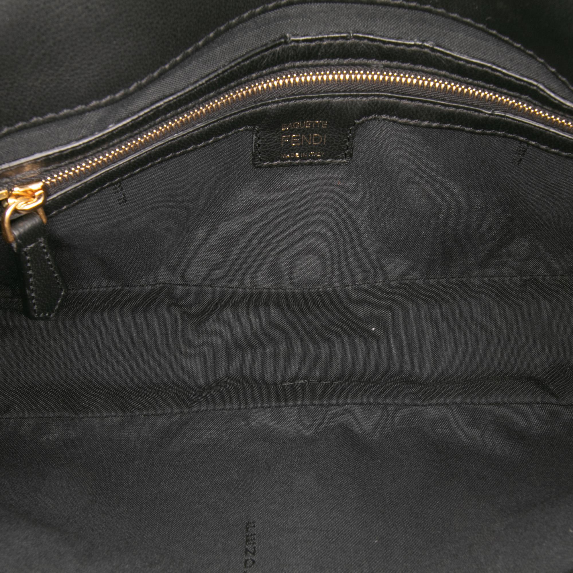 Fendi Zucca Embossed Leather Baguette Satchel
