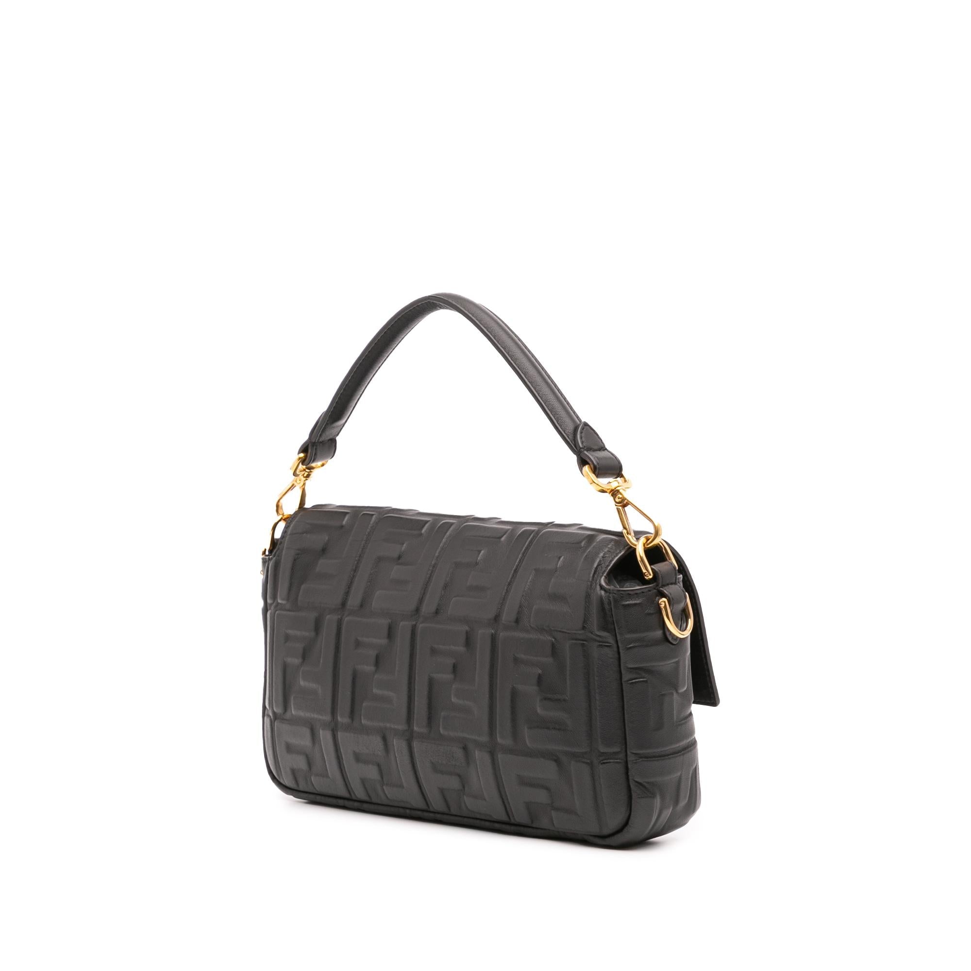 Fendi Zucca Embossed Leather Baguette Satchel