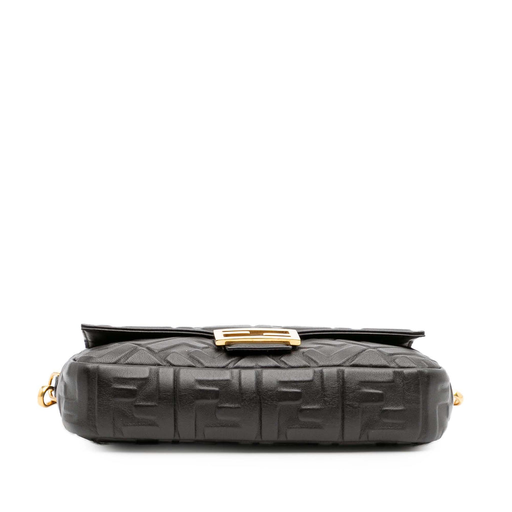 Fendi Zucca Embossed Leather Baguette Satchel