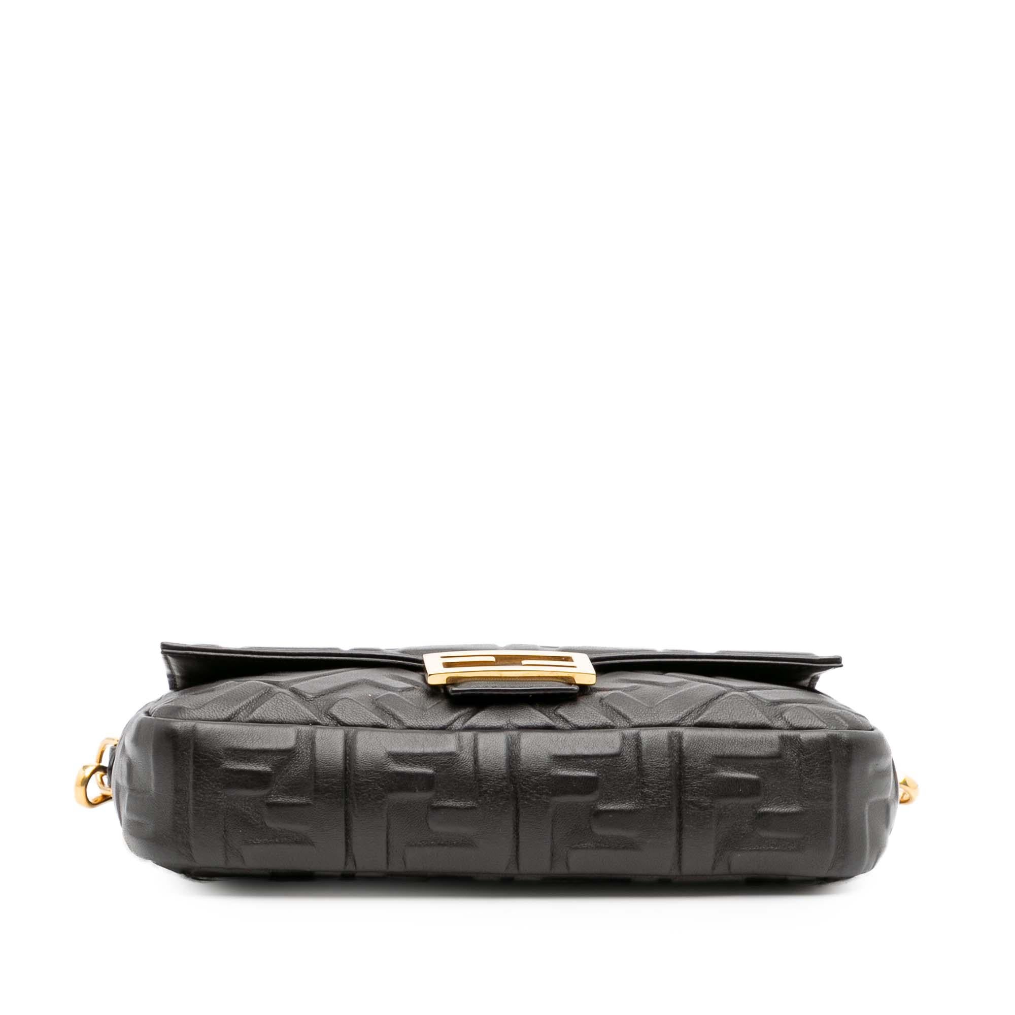 Fendi Zucca Embossed Leather Baguette Satchel
