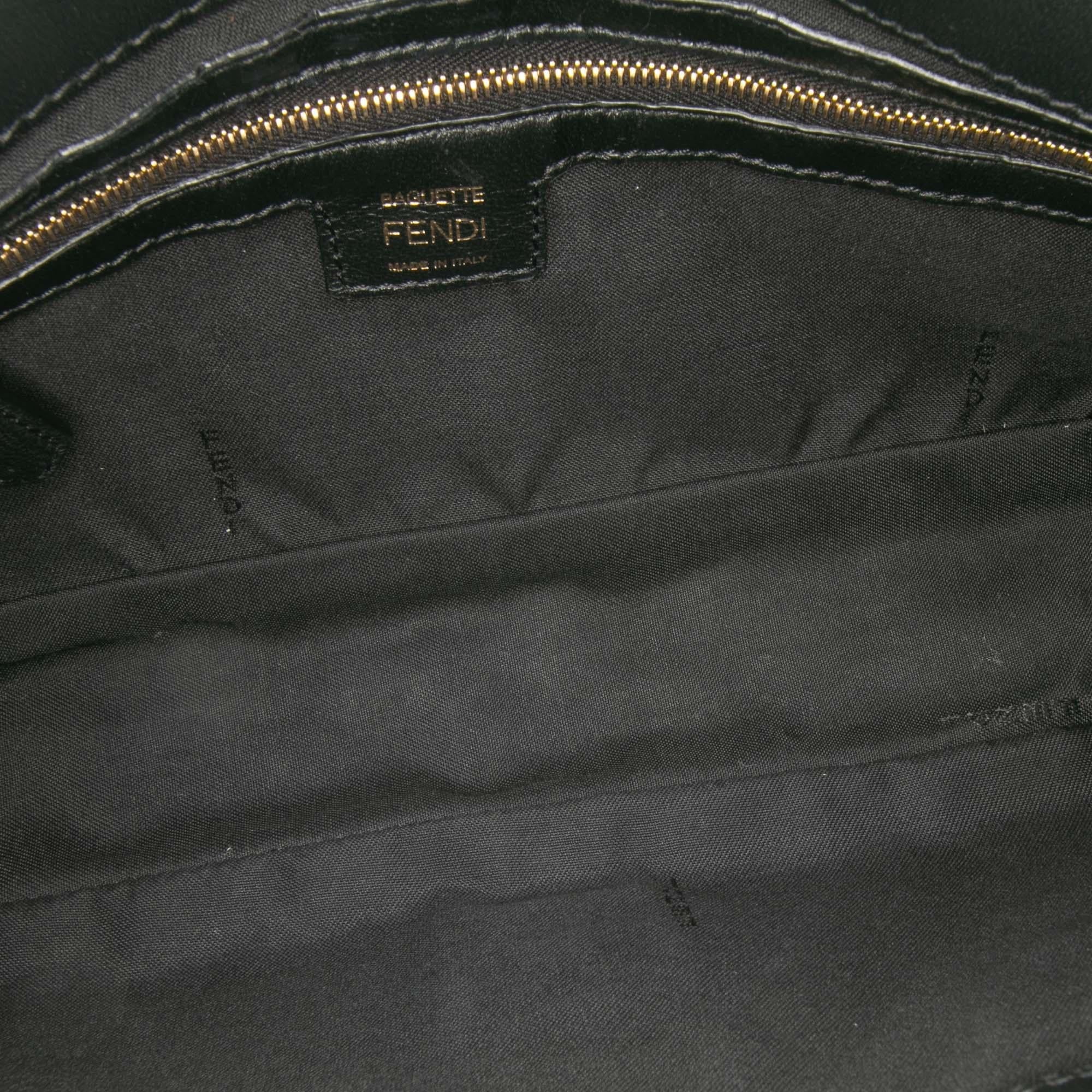 Fendi Zucca Embossed Leather Baguette Satchel